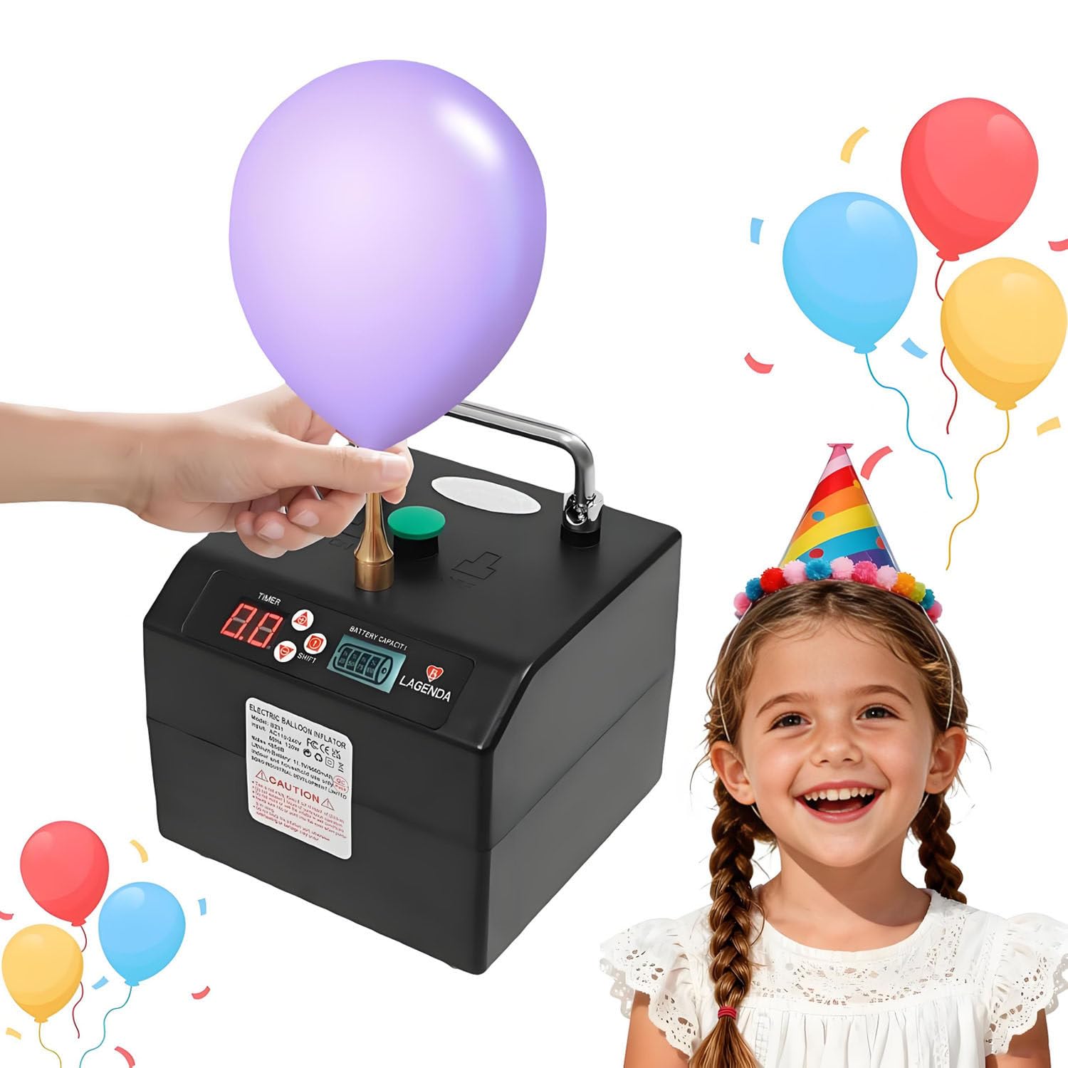 Gonfiatore Professionale per Palloncini, Pompa elettrica per Palloncini, 2 modalità gonfiabili, Basso Rumore, Batteria da 6600 mAh per Un Uso prolungato, per Decorazioni di Eventi e Feste