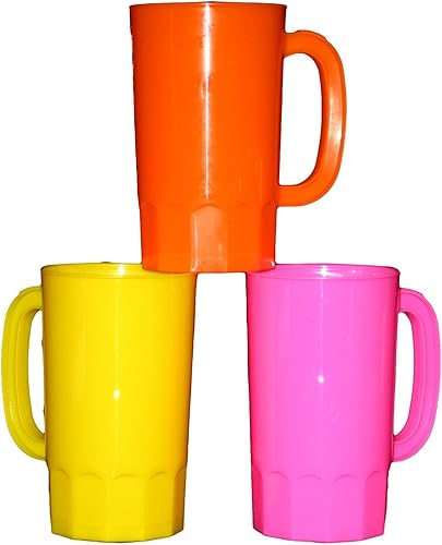 Tazas de cerveza de plástico, grandes de 32 onzas, paquete de 6, color multicolor
