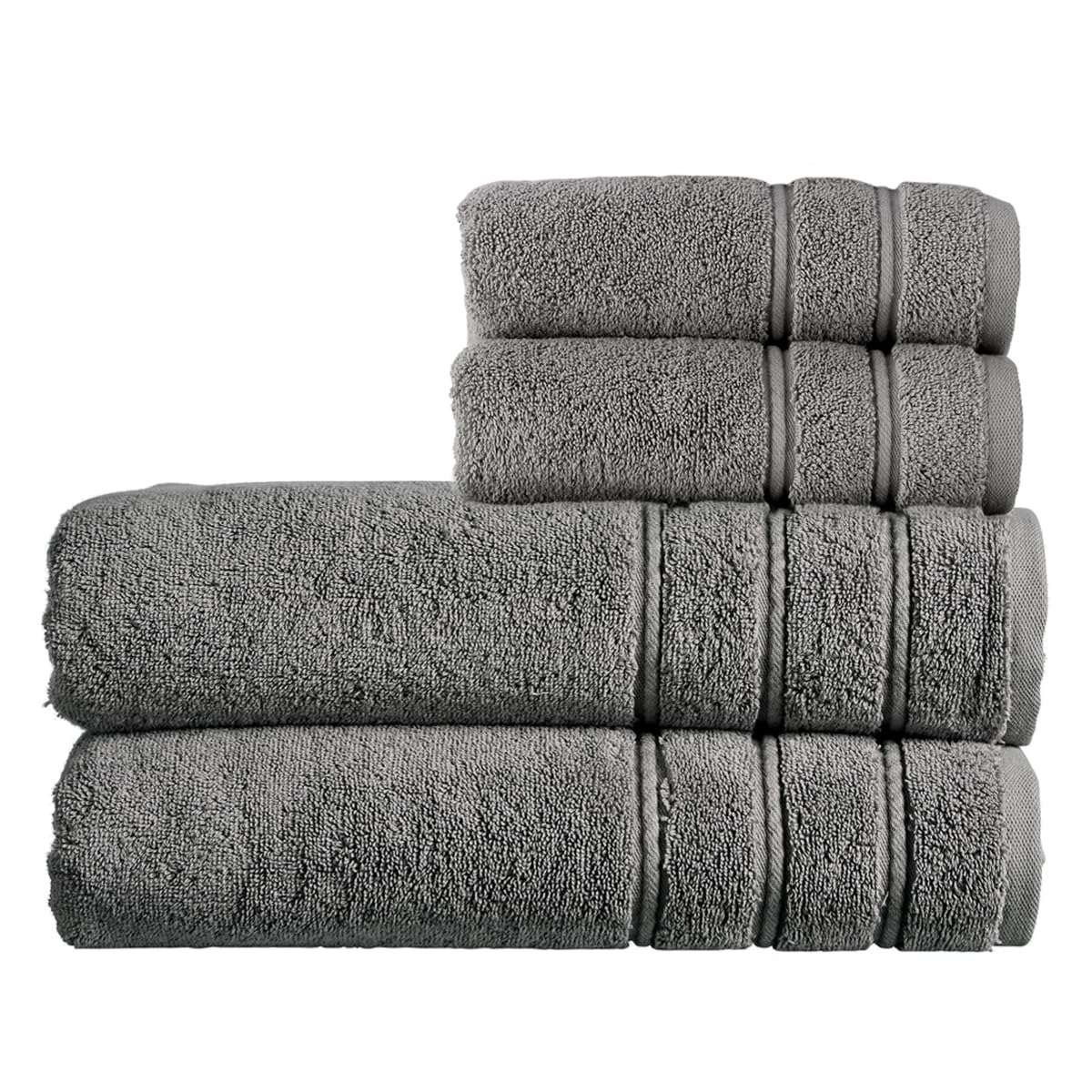 Christy Storm Antalya Bath Sheets Set | 4 Piece | 100% Turkish Cotton | 600Gsm | Soft Plush Luxury Towel Set | 2 Bath Sheets 2 Hand Towels | Quick Dry | Grey