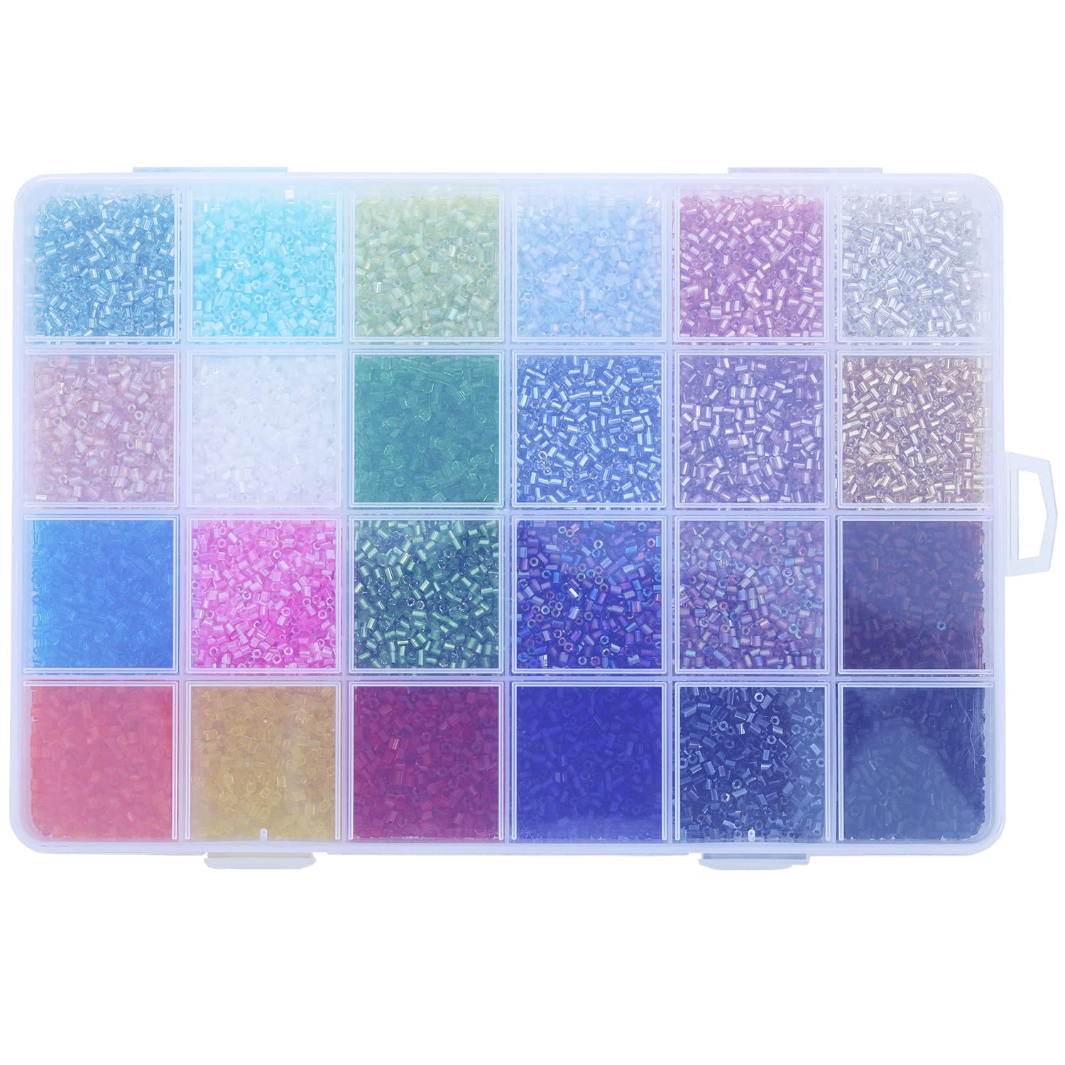 Perline esagonali in vetro 10/0, 21600 pezzi in scatola, 24 colori assortiti per la creazione di gioielli, 2 x 2,2 mm (900 pezzi/colore, 24 colori