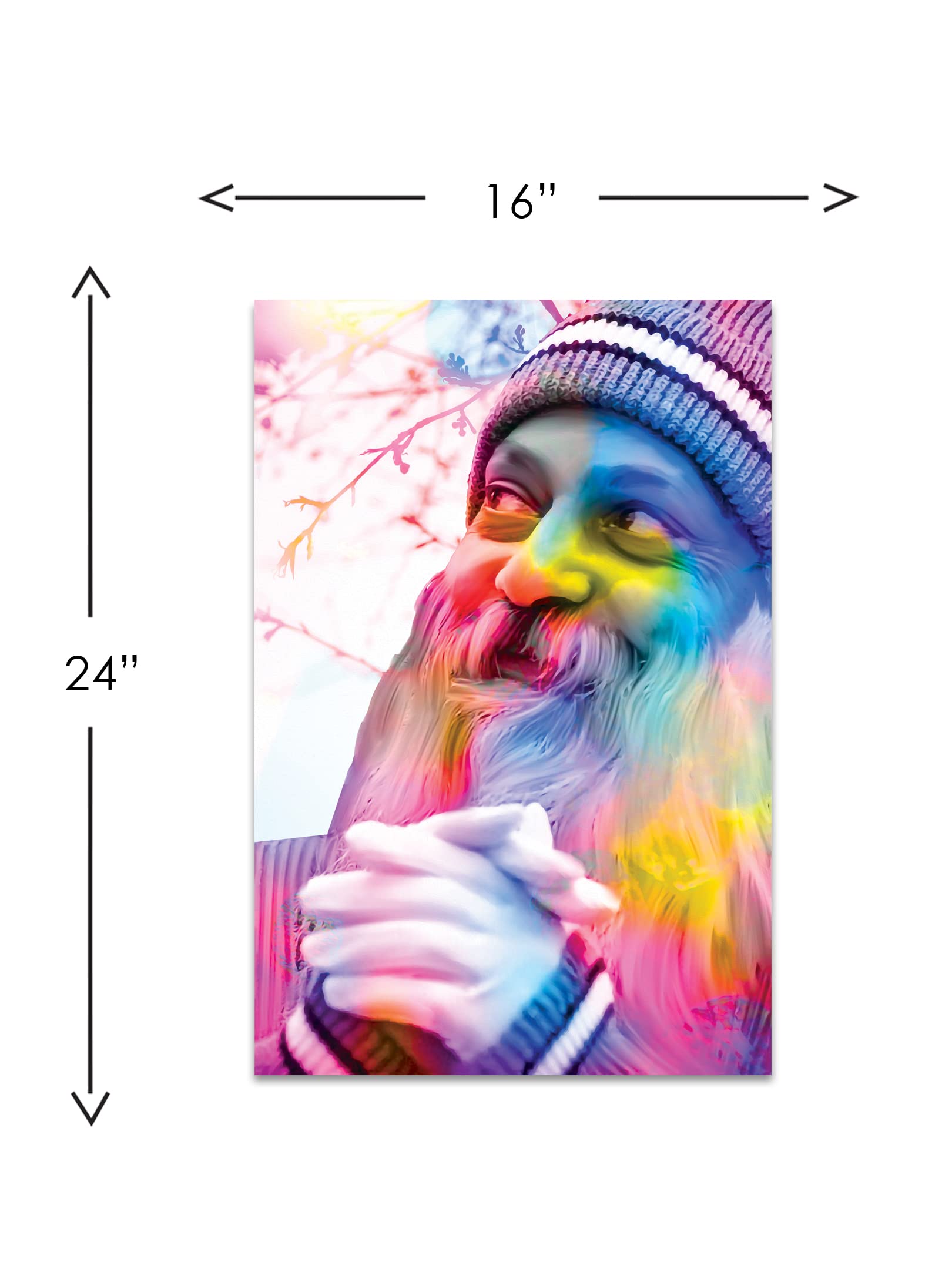 DA MONICA Premium Canvas Print of Osho Paint Art 16"X24" Stretched and Framed in Teakwood 1