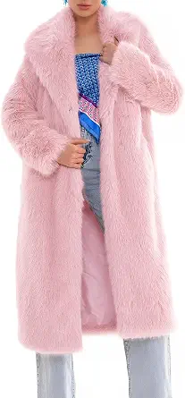 Women's Faux Fur Coat Long Furry Jackets Warm Winter Outerwear