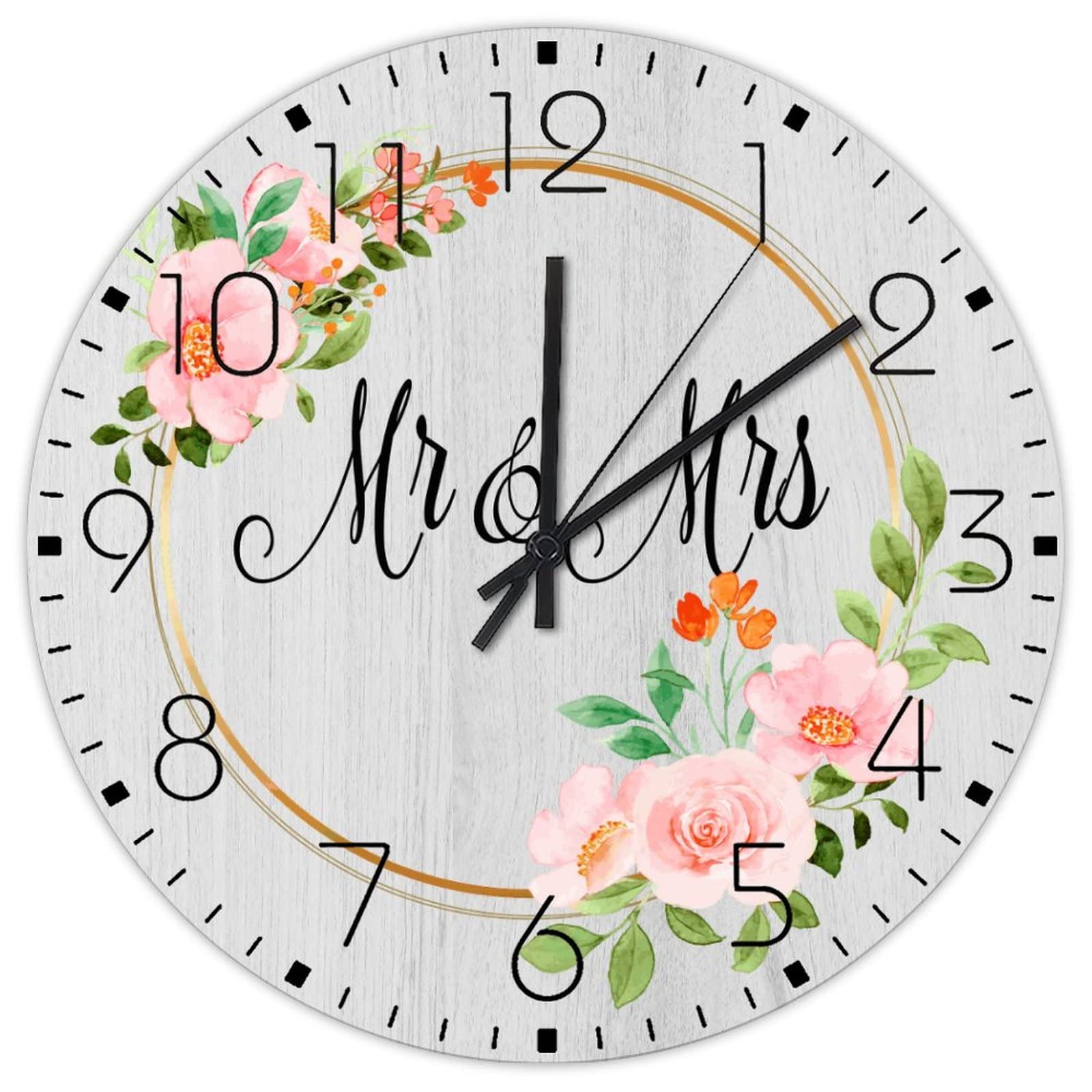 Horloge murale en bois 38 cm silencieuse et ronde à pile pour décoration de maison