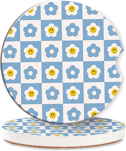 Miniatura 9 de Posavasos de automóvil con bandera estadounidense para mujer, paquete de 2, retro, absorbentes, para portavasos de automóvil, de cerámica, Bandera