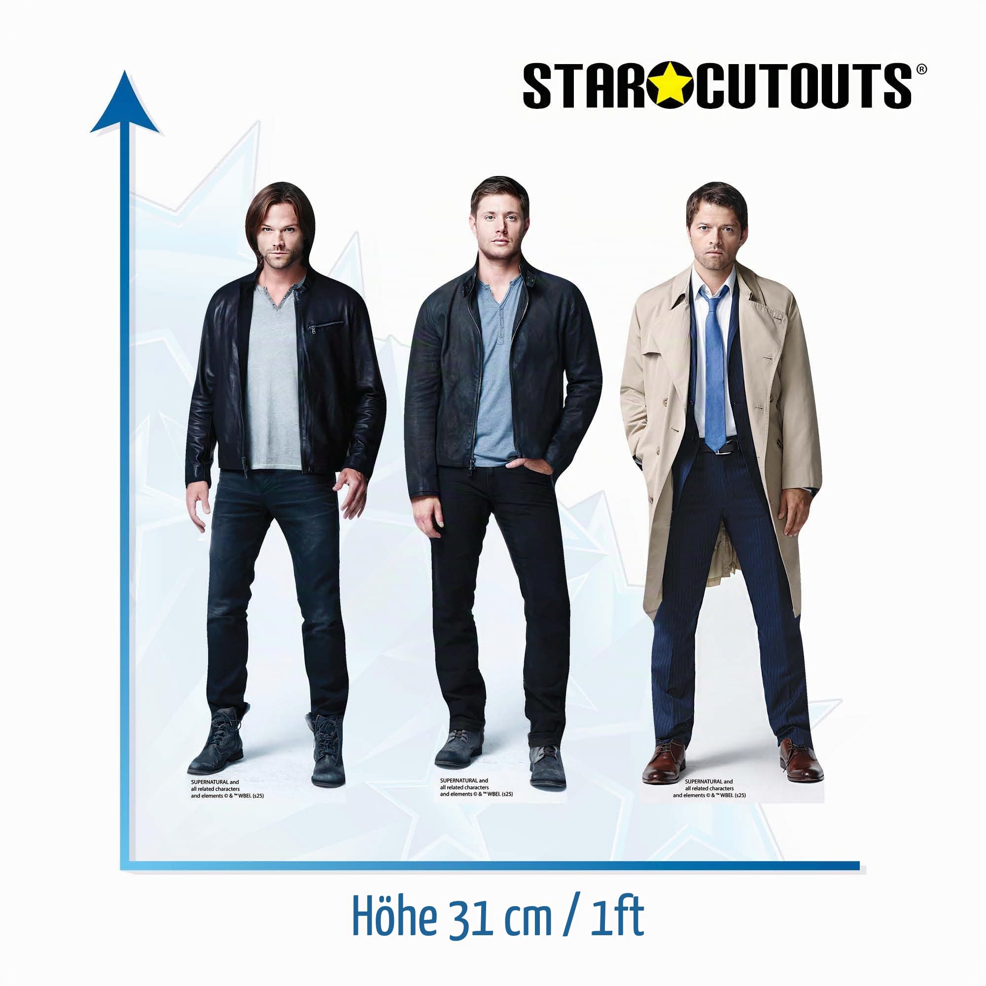 Star Cutouts SC4635 Supernatural Dean, Sam & Castiel Regal Top Pack – 31 cm Pappaufsteller für Fans, Sammler, Schreibtische & Raumdekoration