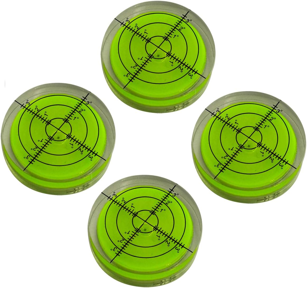 Universal horizontal bubbles Bubble Spirit Level, Circular Bullseye Level Inclinometers 4PCS (40x10mm green)