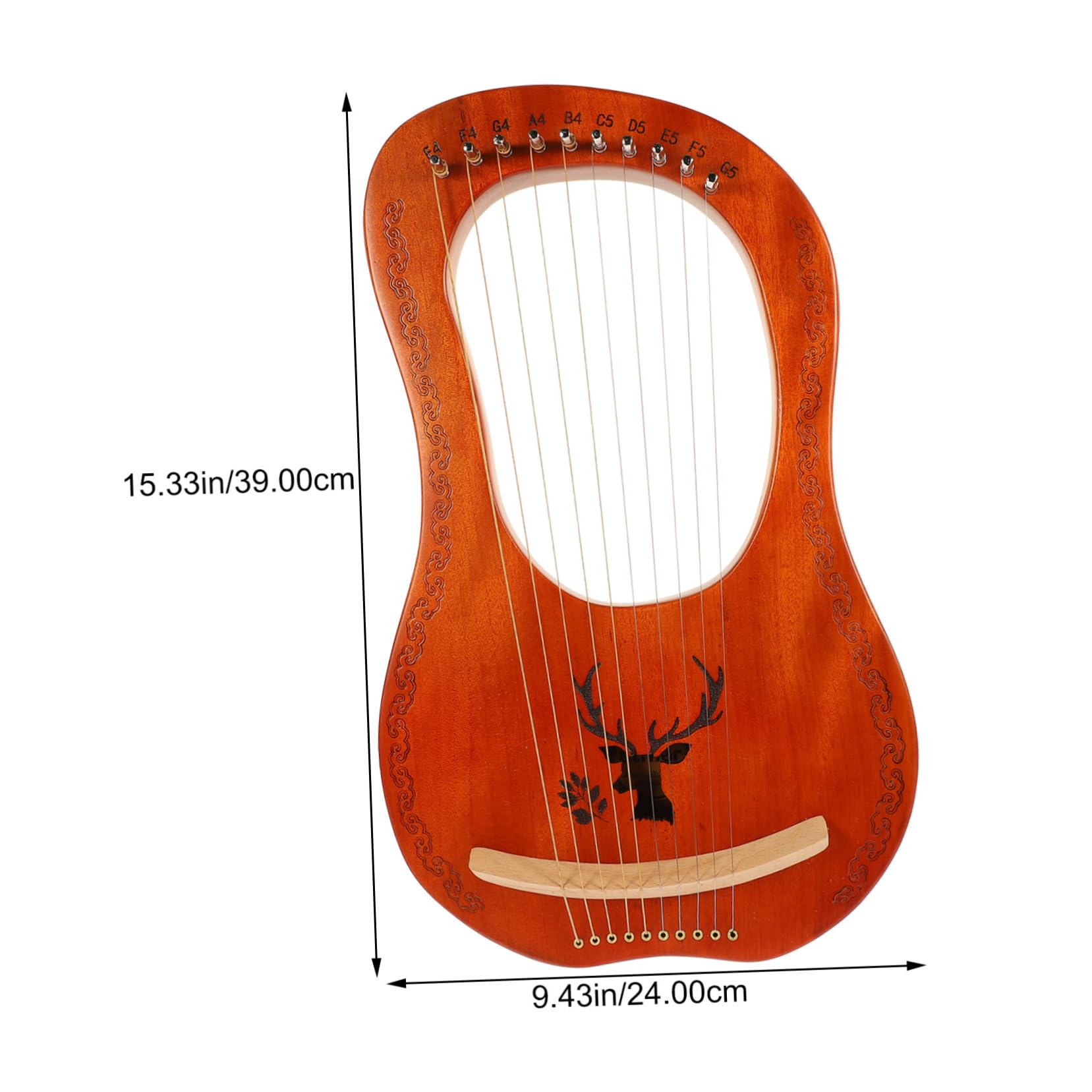 TOYANDONA Holzleierharfe Filigran Naturholz Instrument Harfe mit Metallsaiten Kleine Vintage-harfe Süß