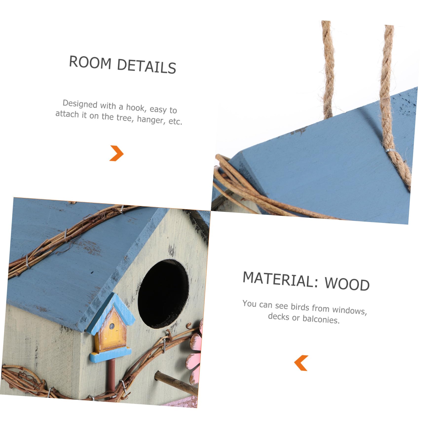 KOMBIUDA per Uccelli da Esterno in Legno con Design Unico per Pappagalli e Uccelli Selvatici Mangiatoia Sospesa Decorativa per Giardino Patio e Balcone Idea Regalo per Amanti della Natura