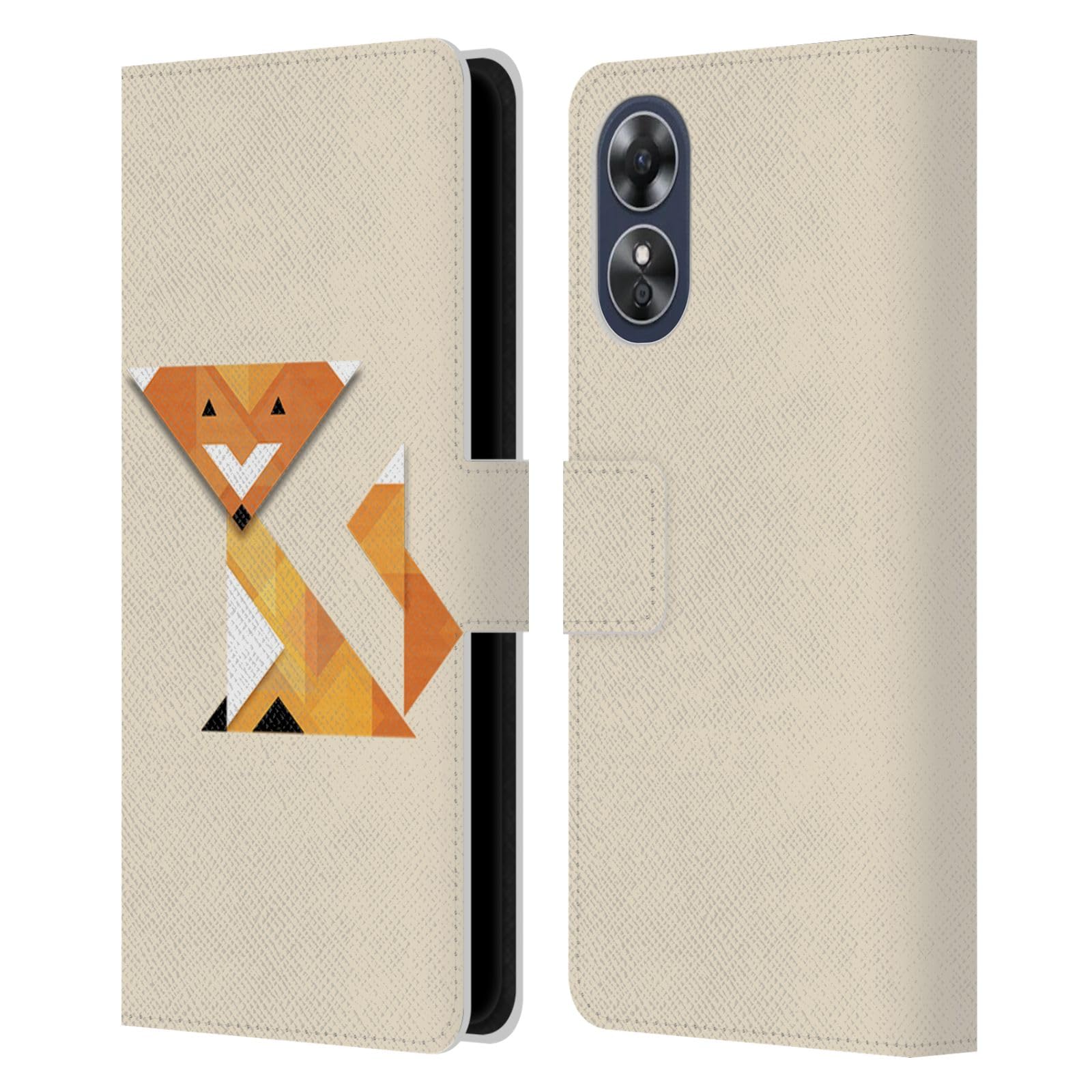 Head Case Designs Officially Licensed Alyn Spiller Fox Abstract Trianimals Leather Book Wallet Case Cover Compatible with Oppo A17