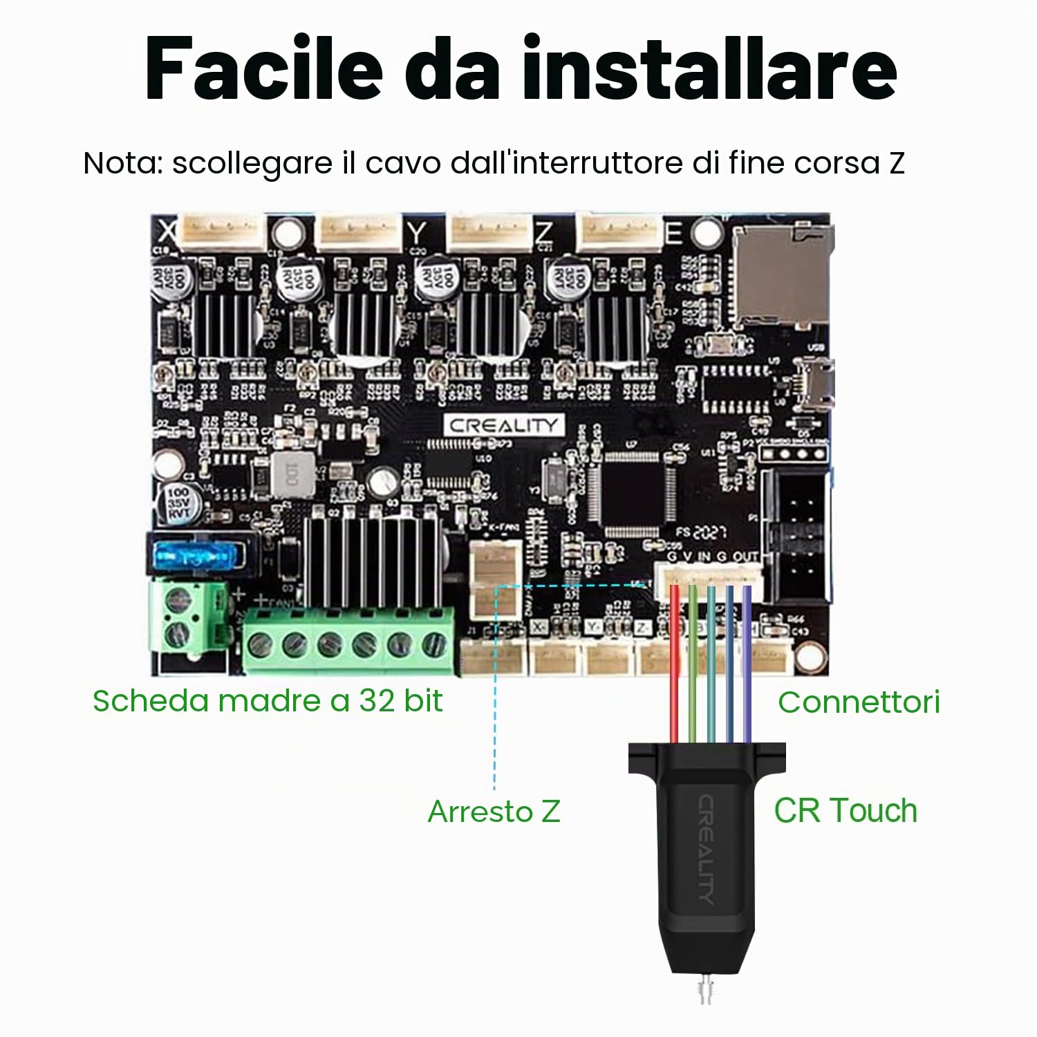 Creality CR Touch Auto Leveling Kit Kit Bed Leveling Sensor Kit per Creality Ender 3/ Ender 3 V2/ Ender 3 Pro/Ender 3 Max/Ender 5/ Ender 5 Pro/CR 10 3D con scheda madre V4.2.2 / V4.2.7