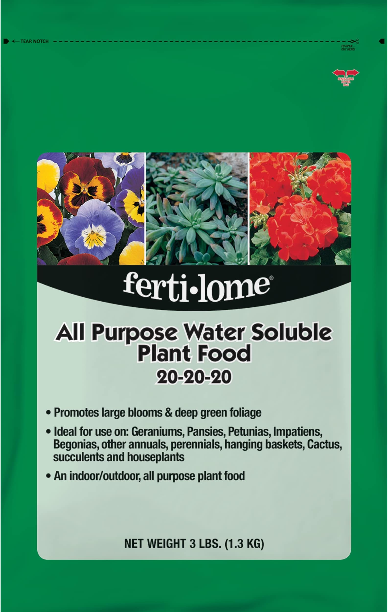 Fertilome (11722) All Purpose Water Soluble Plant Food 20-20-20, 3 lb