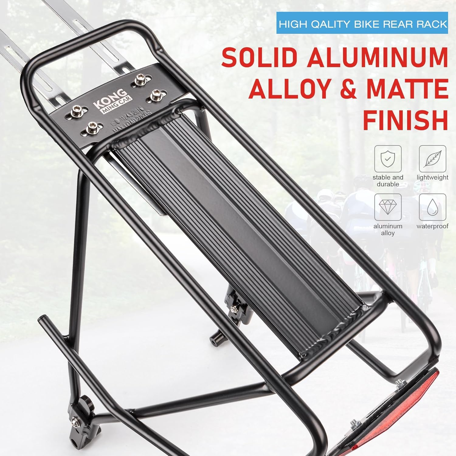 Portaequipajes universal para bicicleta con rieles laterales para alforjas, portaequipajes trasero ligero de aluminio para 26-29 pulgadas, carga de 27 kg
