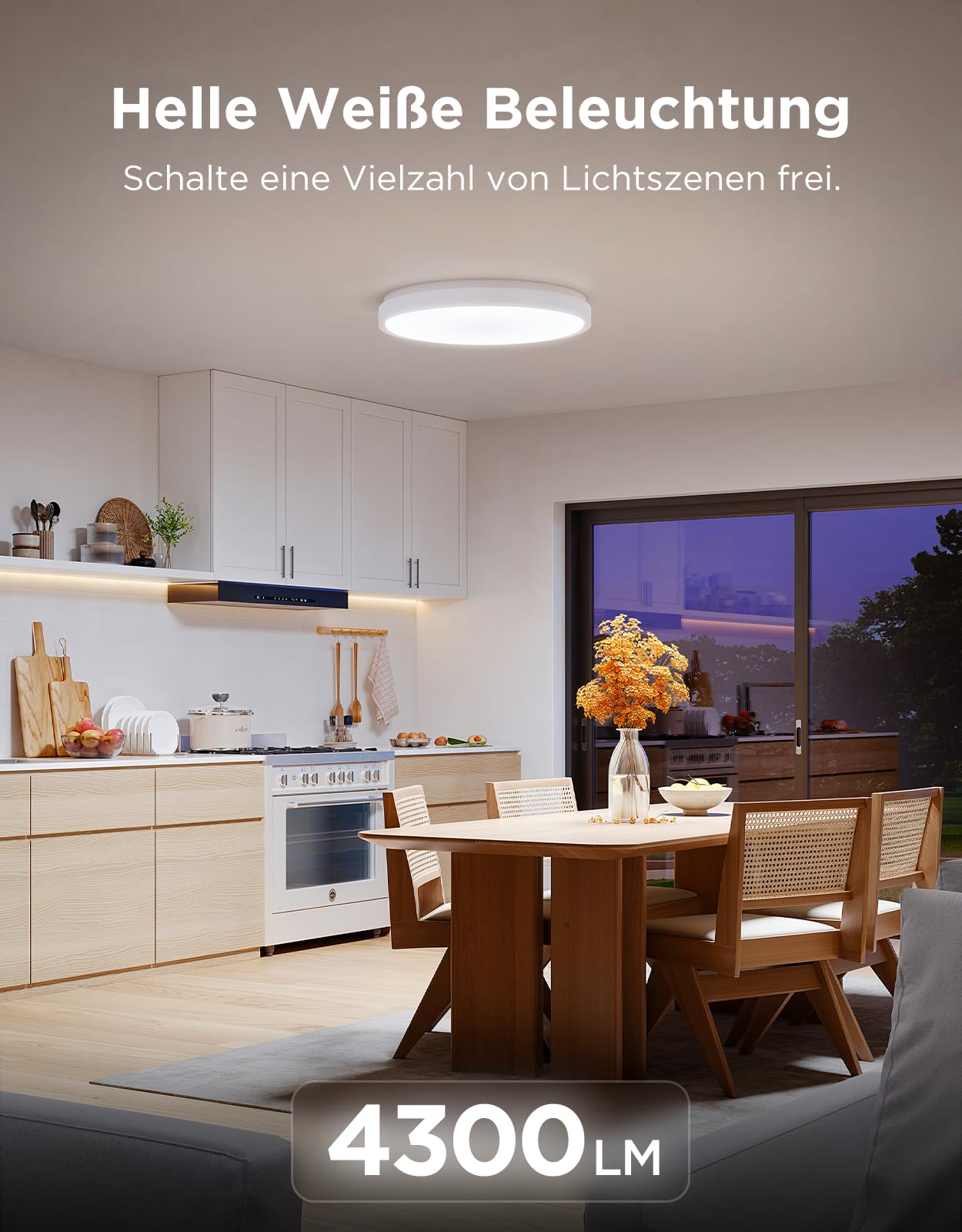Govee Deckenlampe RGBIC 48,5W Smart LED Deckenleuchte 4300lm Kompatibel mit Matter Alexa Google Assistant Dimmbar Ø38cm