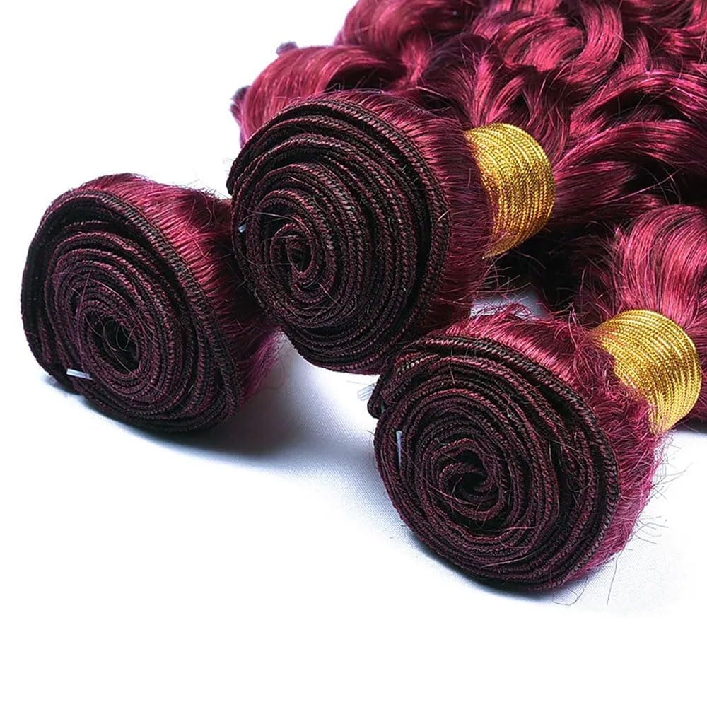 Brazilian Burgundy 99J Human Hair Bundles 20 22 24 Inch Water Wave Bundles Human Hair 11A Unprocessed Virgin Weave Hair for Black Women Burgundy 99J Color