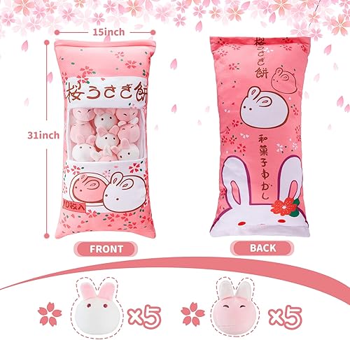 Miniatura 2 de Juexica Linda almohada de peluche de conejito Kawaii de peluche rosa suave conejo almohada extraíble juguetes de animales regalos para decoración de