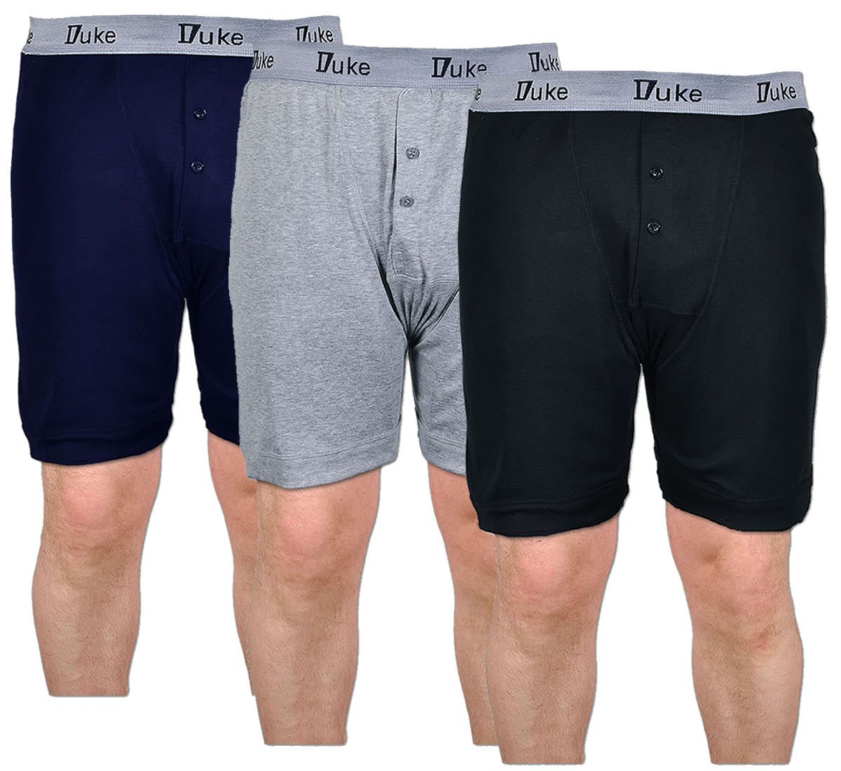 Duke London Men's Black Navy Grey Big Assorted Duke Driver Boxer Triple Pack Size 2XL To 8XL, Size : 4XL