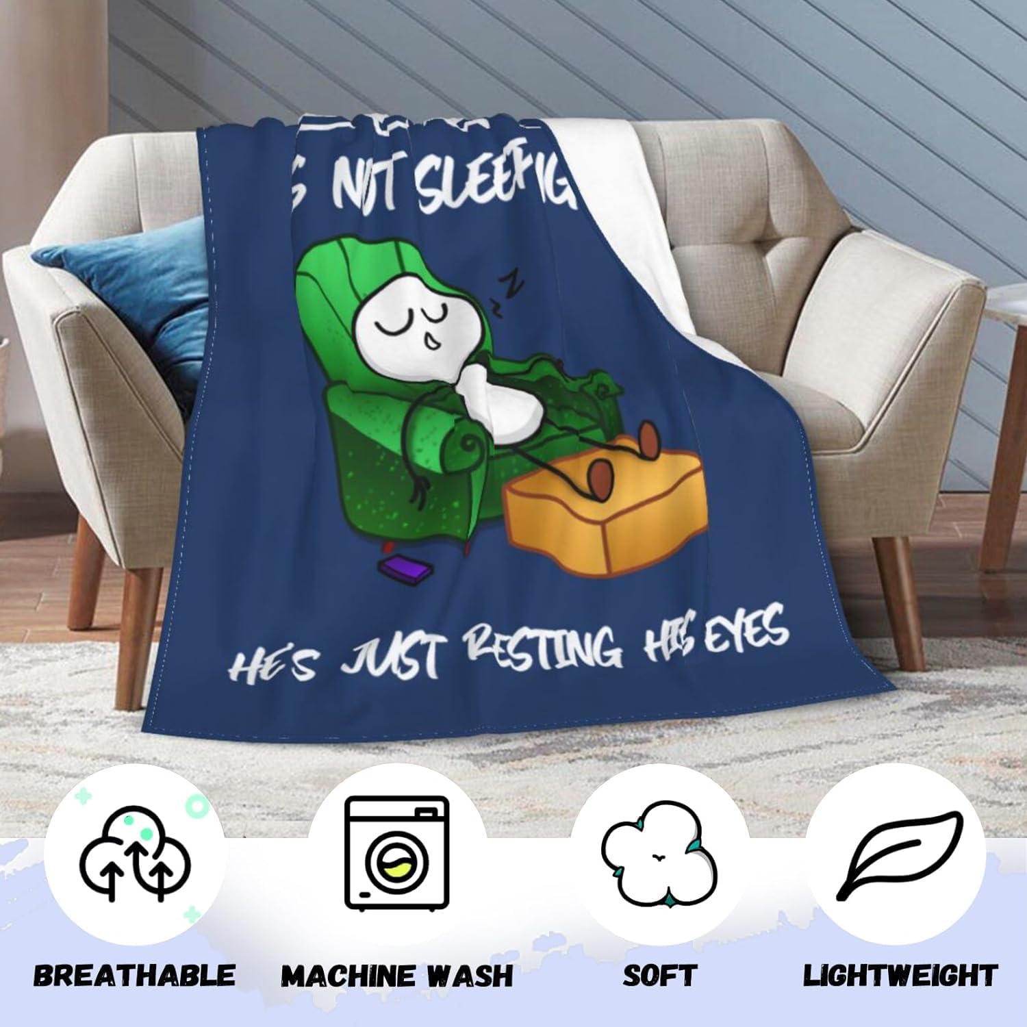 Fathers Day Funny Gifts for Dad from Daughter Son Best Dad Ever Father Birthday Gifts for Super Cozy Throw Flannel Blankets for Napping 60"x50" - Image 3