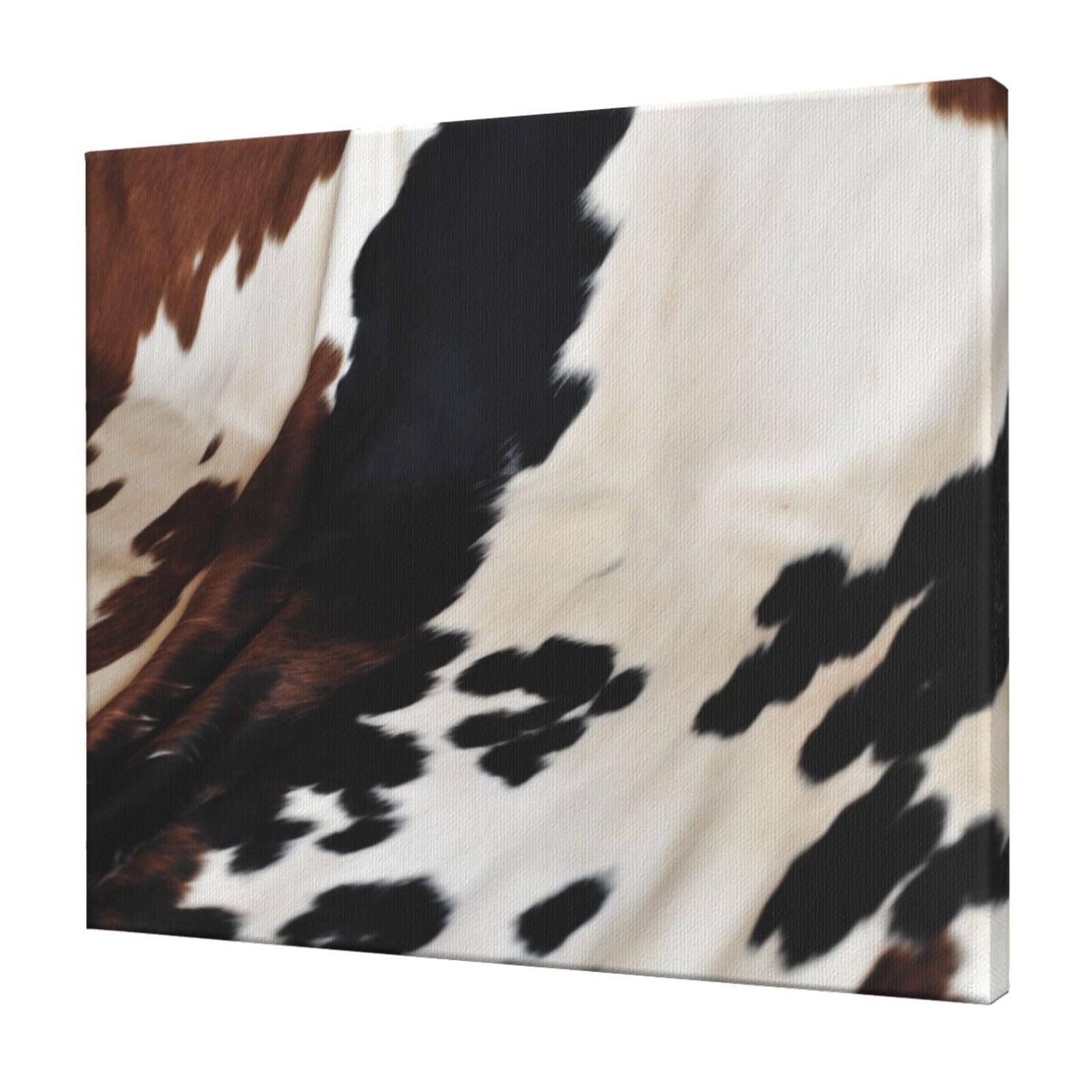 YKLJG cowhide Printed Wall Art Canvas Prints 60x50 CM Wooden Framed Picture Painting Artwork for Bedroom Kitchen Home Office Decor