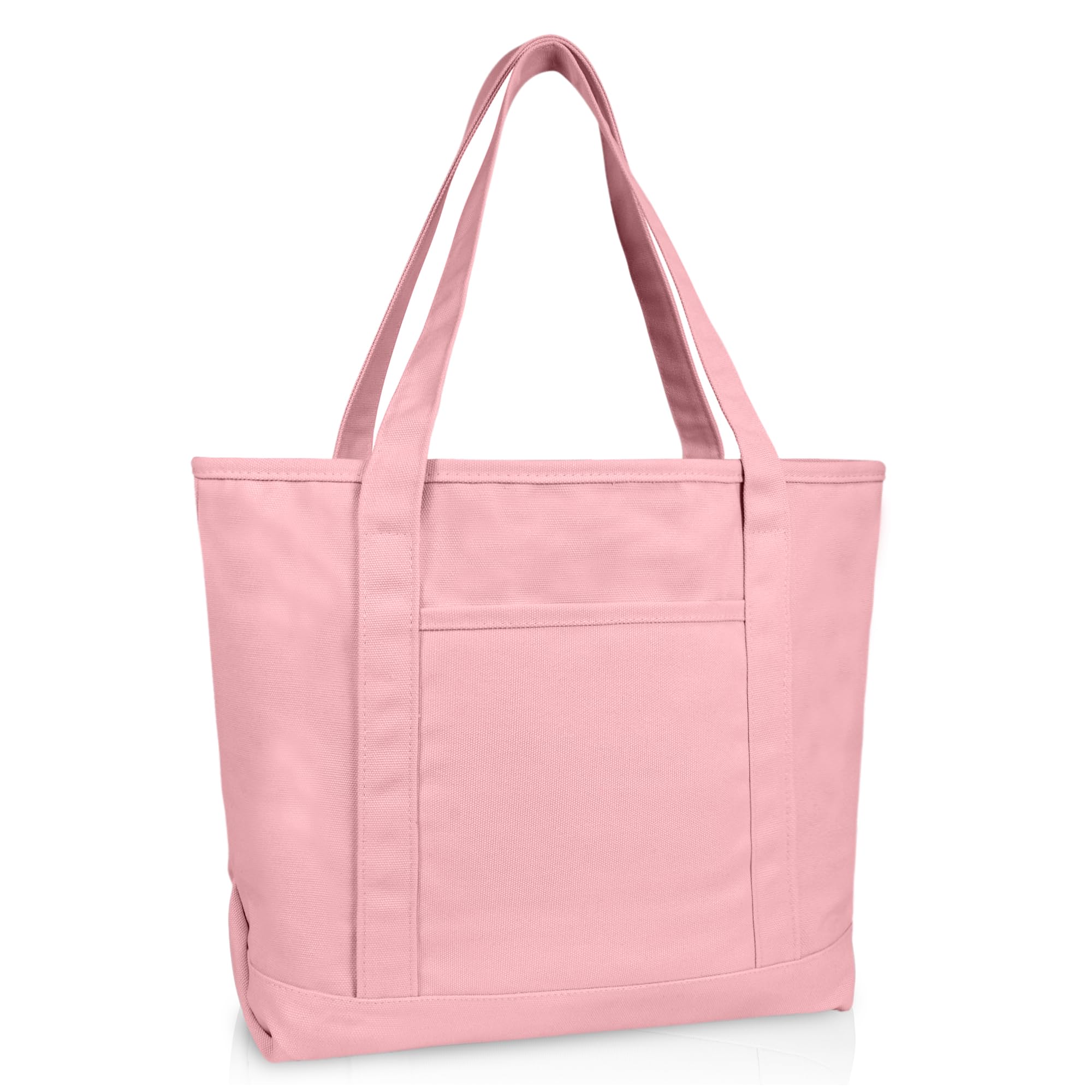 DALIX 20" Solid Color Cotton Canvas Shopping Tote Bag in Light Pink