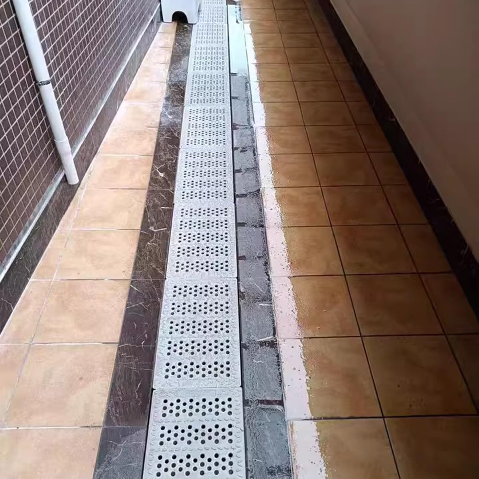 Rejilla de Drenaje de plástico polimérico de 25x50 cm - Cubierta para Zanja de jardín Exterior, colador de Drenaje de Agua de Lluvia, Canal de Cerca para Sistema de alcantarillado de Patio (