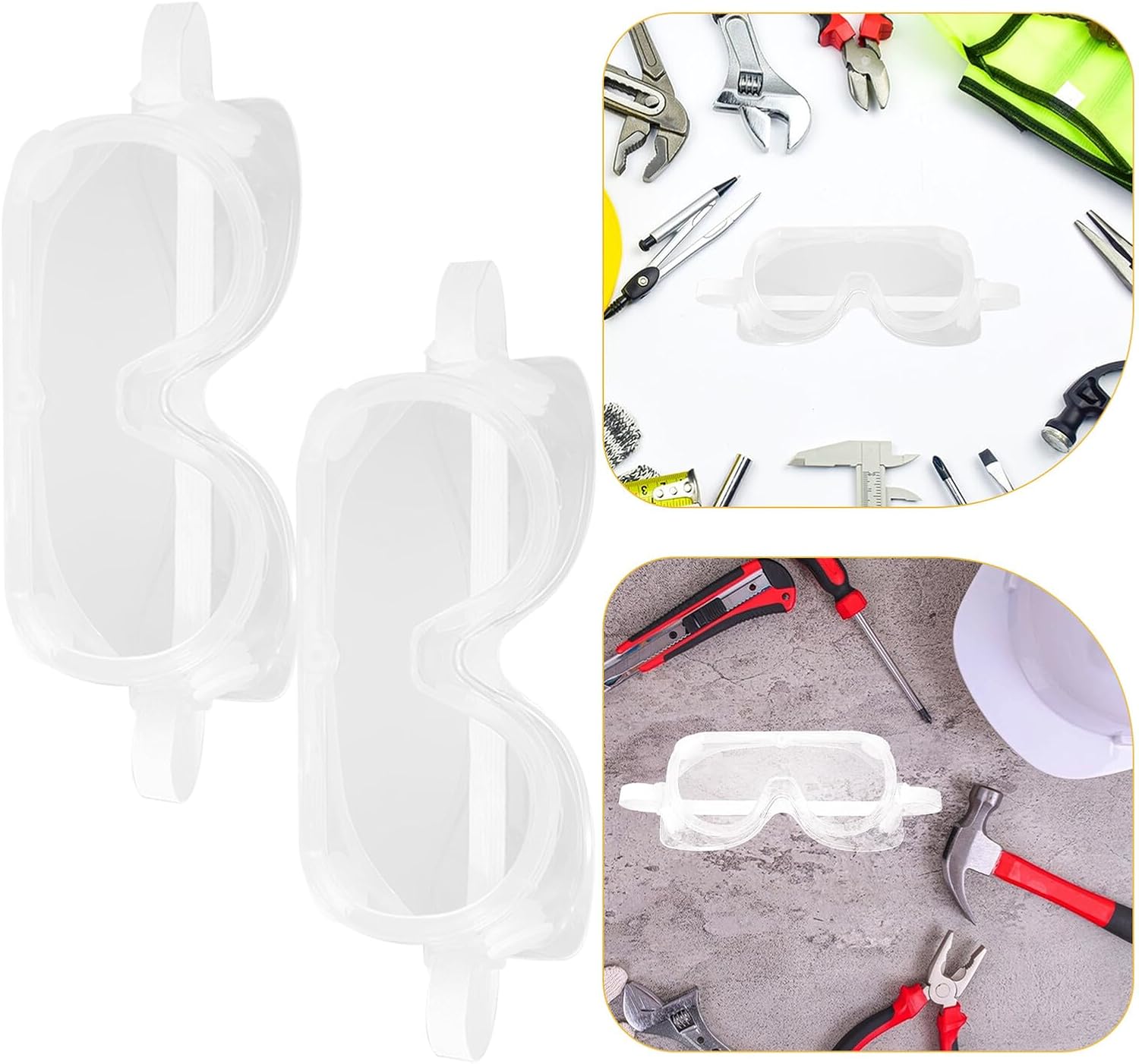LIFKOME 2pcs Anti-fog Protective Safety Goggles for Eye Protection, Splash Resistant Windproof Work Eyewear with Wide Vision for Industrial, Laboratory, and Chemical Use