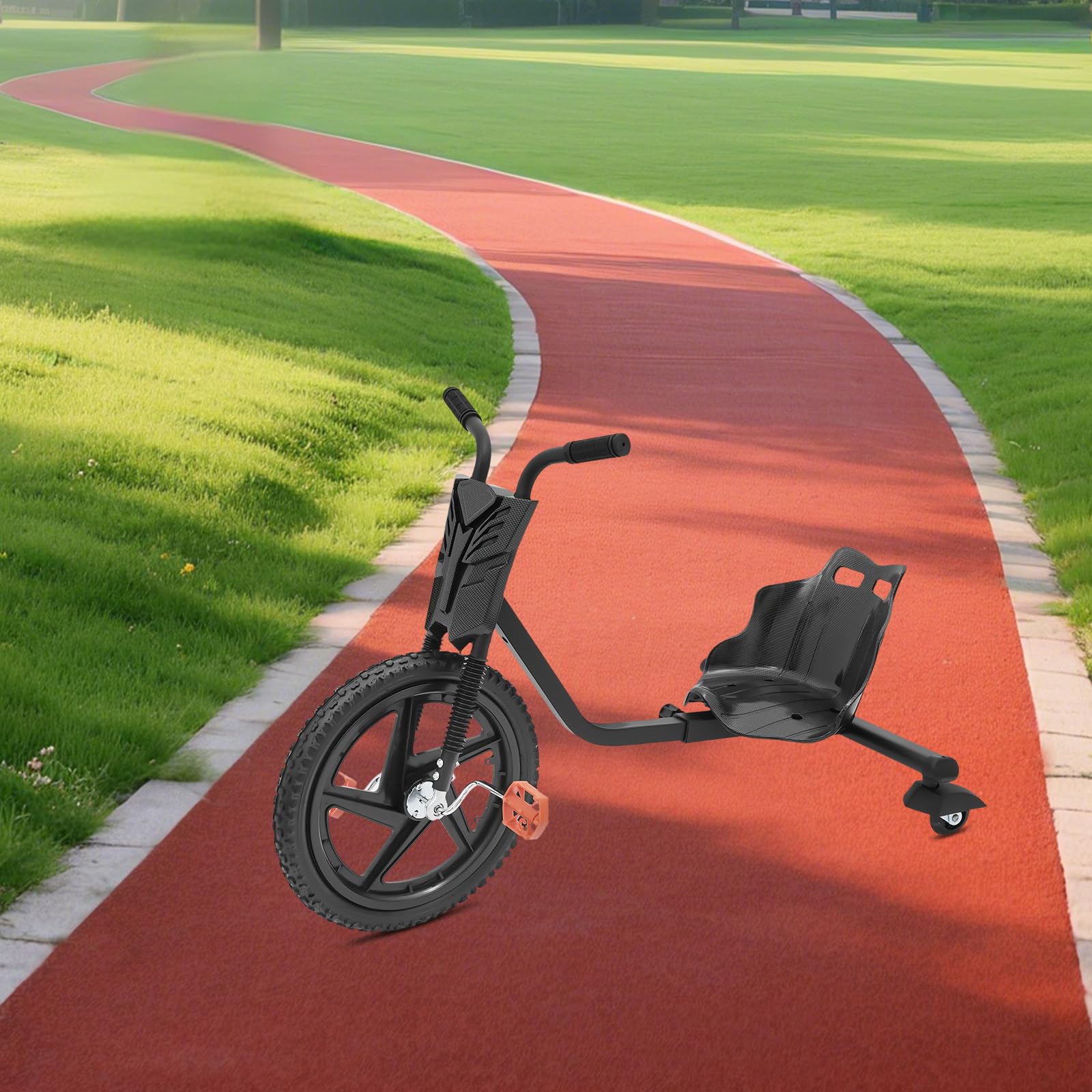 Kinder Drift Trike CarbonOptik, kippsicheres 3Rad m Leuchtreifen, Rutschcar | Hochwertiges Eisen & Nylon für Langlebigkeit. 360° Drift-Spaß mit Sicherheits-Warnlichtern. Rutschfeste Pedale & Rennsitz