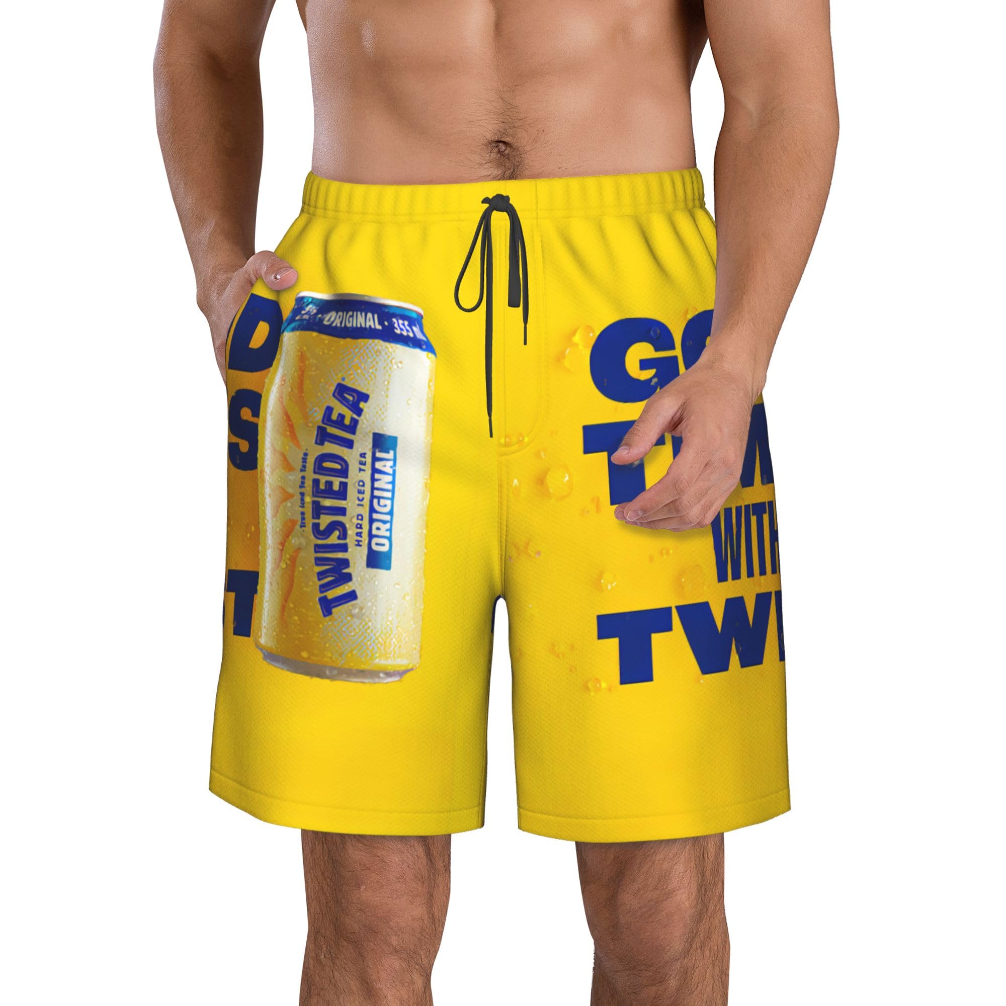 ZHYSQY Funny Tea Mens Swim Trunks Casual Beach Shorts Quick Dry Summer Boardshorts with Pockets Surf Short Board