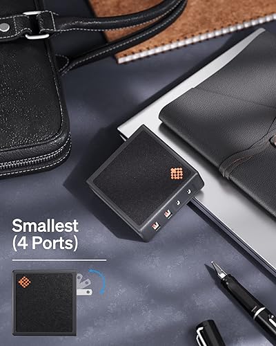 Miniatura 4 de SlimQ Cargador USB C de 100 W bloque de pared PD rápido y compacto de 4 puertos - Estación de carga de alta velocidad GaN tipo C - Adaptador de