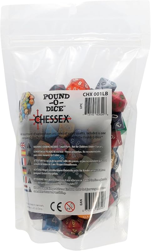 Pound O Dice | 1 lb Bulk Polyhedral Assortment with Approx 100 Factory Seconds Plus Bonus 7-Die RPG Set | for DND Pathfinder and Tabletop Gaming | Mixed Colors and Styles | 1 lb Bulk Polyhedral Assortment with Approx 100 Factory Seconds plus Bonus 7-Die RPG Set