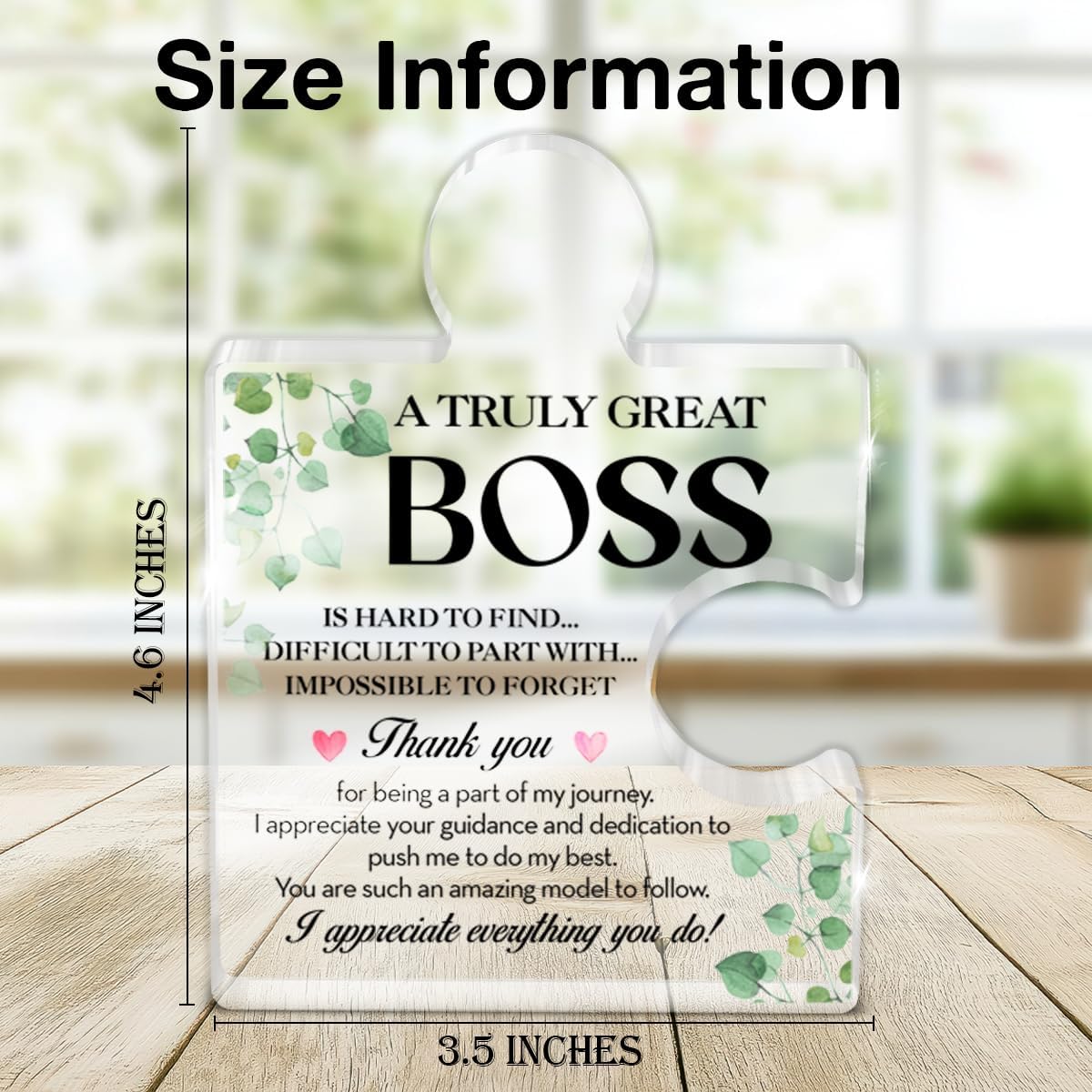 Boss Gifts for Men Women Desk Office, Thank You Gift for Boss Female Male Leaving Retirement Boss's Day Christmas, Bosses Gift Acrylic Puzzle Plaque Decorations - Image 2