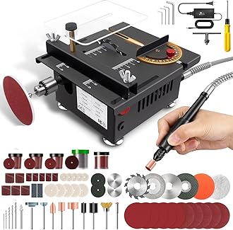 Mini Table Saw,Mini Multi-Functional Portable Crafts Saw Speed Angle Cutting Depth Adjustable Cutting Sanding Engraving for Wood Acrylic PCB Plastic(0.1-16mm)