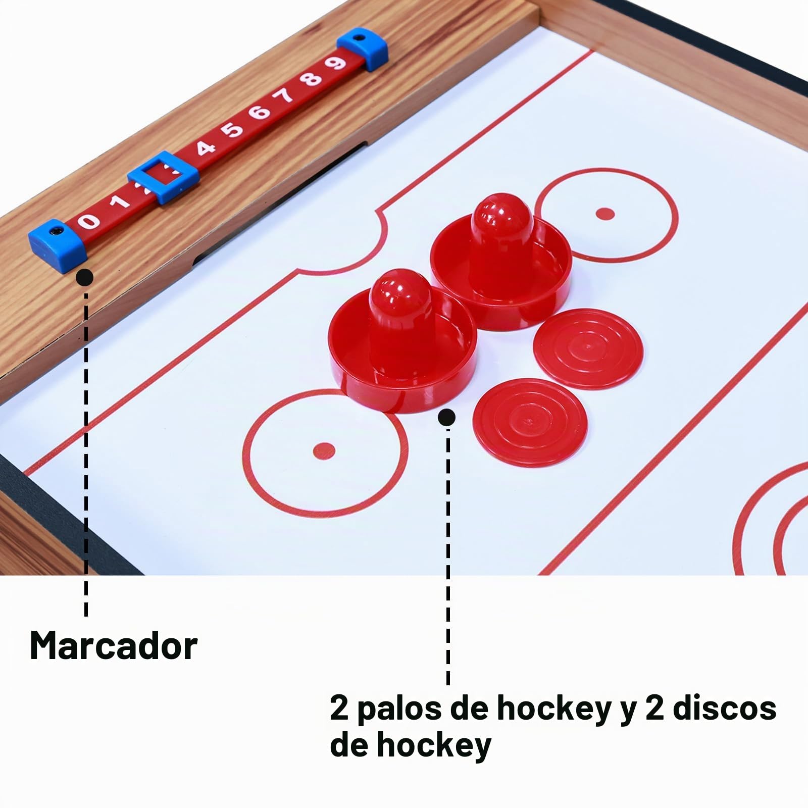 Mesa de juego múltiple, 2 en 1, mini mesa de juego de fútbol con hockey deslizante, mesa de juego de futbolín de madera para la familia