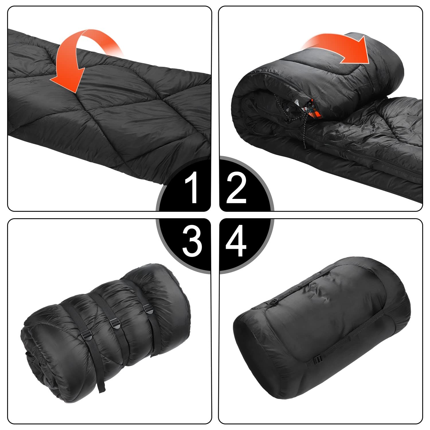 Sac de couchage d'hiver double large avec doublure en flanelle 100 % coton, chaud et imperméable pour 2 personnes, pour le camping, la pêche ou la chasse par temps froid