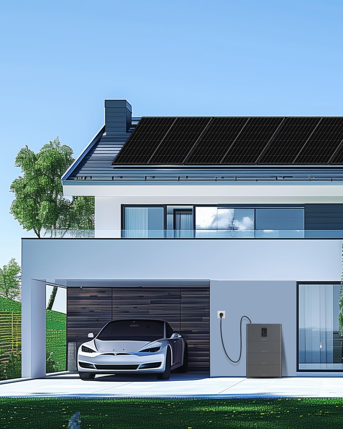 ECO-WORTHY Kit Solar Balcon con almacenamiento, 5,12kWh de Marstek Jupiter C+, 4x430W paneles solares, 4 MPPT (PV máx. 2400W), instalación plug-and-play, sistema solar completo para tejado, balcón.