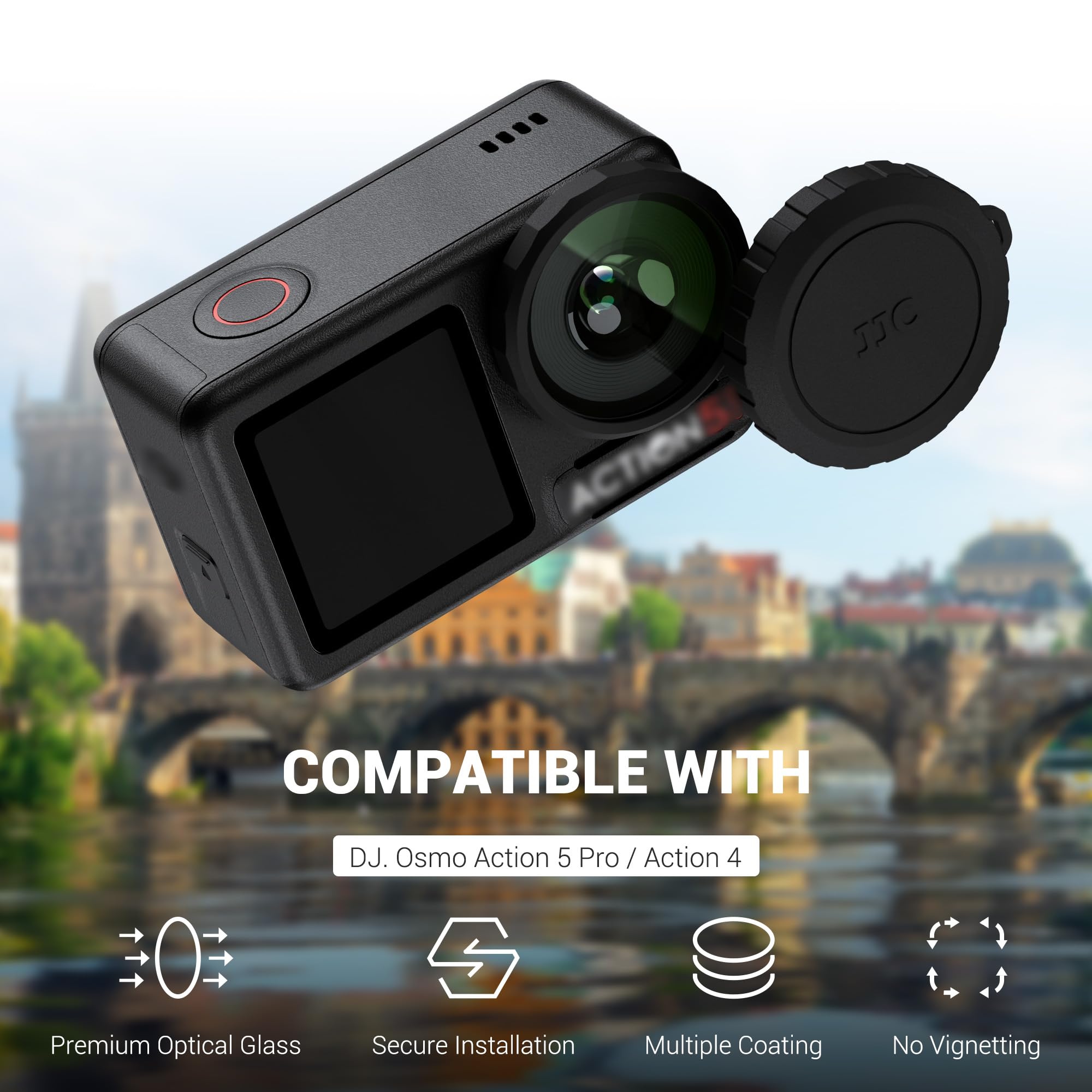 Osmo Action 5 Pro 4 filtr UV z silikonową nasadką na soczewki, zestaw szklanej osłony obiektywu do DJI Osmo Action 5 Pro/4, filtr UV, szkło optyczne HD, absorbuje światło ultrafioletowe, akcesoria