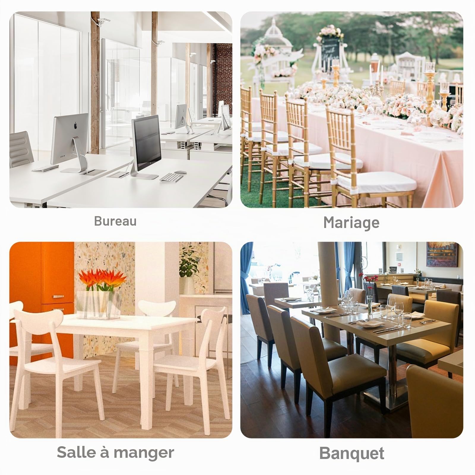 Alishomtll Lot de 4 housses de chaise en similicuir extensible imperméables et lavables pour chaises de salle à manger, cuisine, restaurant, hôtel, mariage (blanc)
