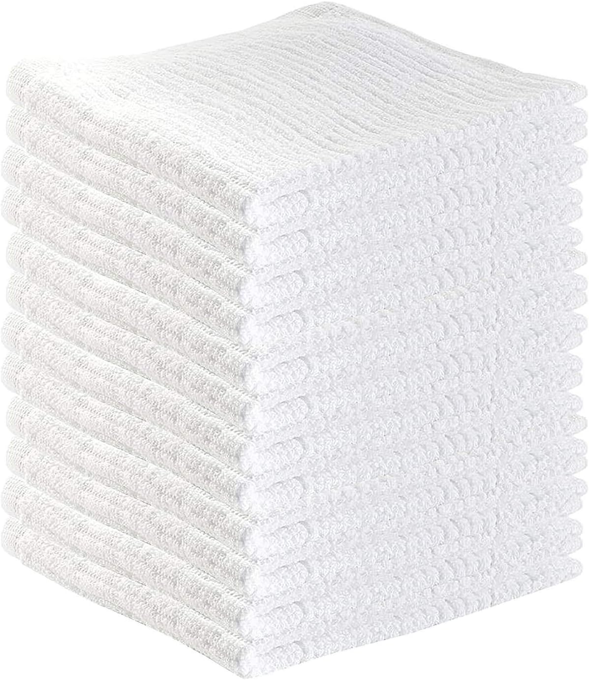 EOM White Bar Towels - Bar Mop Cleaning Kitchen Towels (12 Pack, 16" x 19") - Premium Ring-Spun Cotton Restaurant Cleaning Towels, Shop Towels and Rags