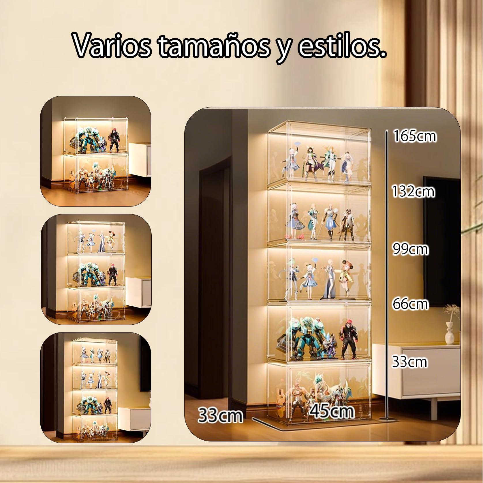 Vetrina in acrilico,Vitrina para Colecciones,Expositor Metacrilato,esign con Porta Flip Top Grande capacità di archiviazione facile da installare.