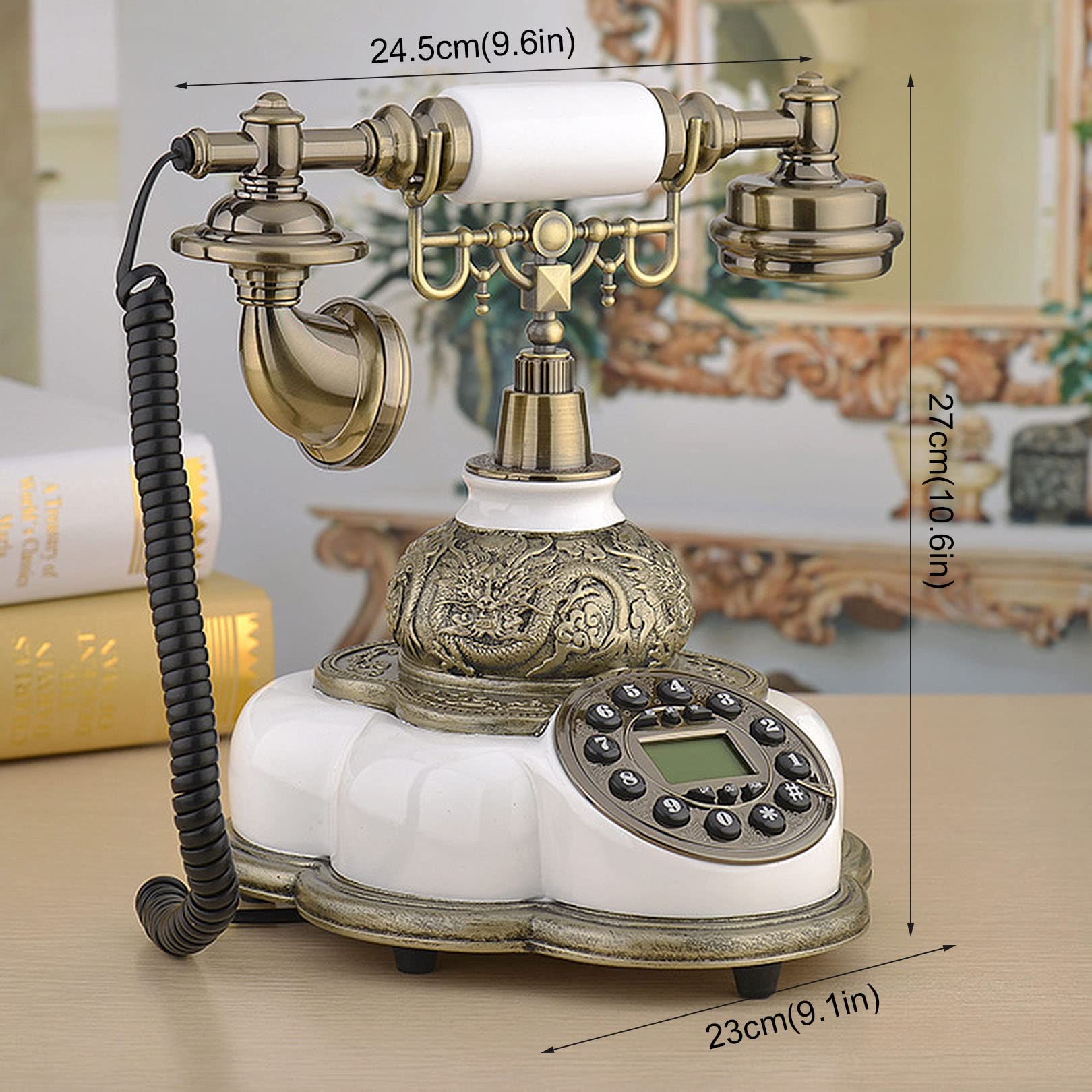 Telefon stacjonarny retro, zabytkowy wielofunkcyjny telefon stacjonarny, rezerwacja do domu, dekoracja biura, zdjęcia telewizyjne, rekwizyty