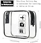 3 Pack Clear Toiletry Bags Approved Toiletry Bag，Quart Size Clear Makeup Bag Unisex Black Airport Airline Carry-On Bag
