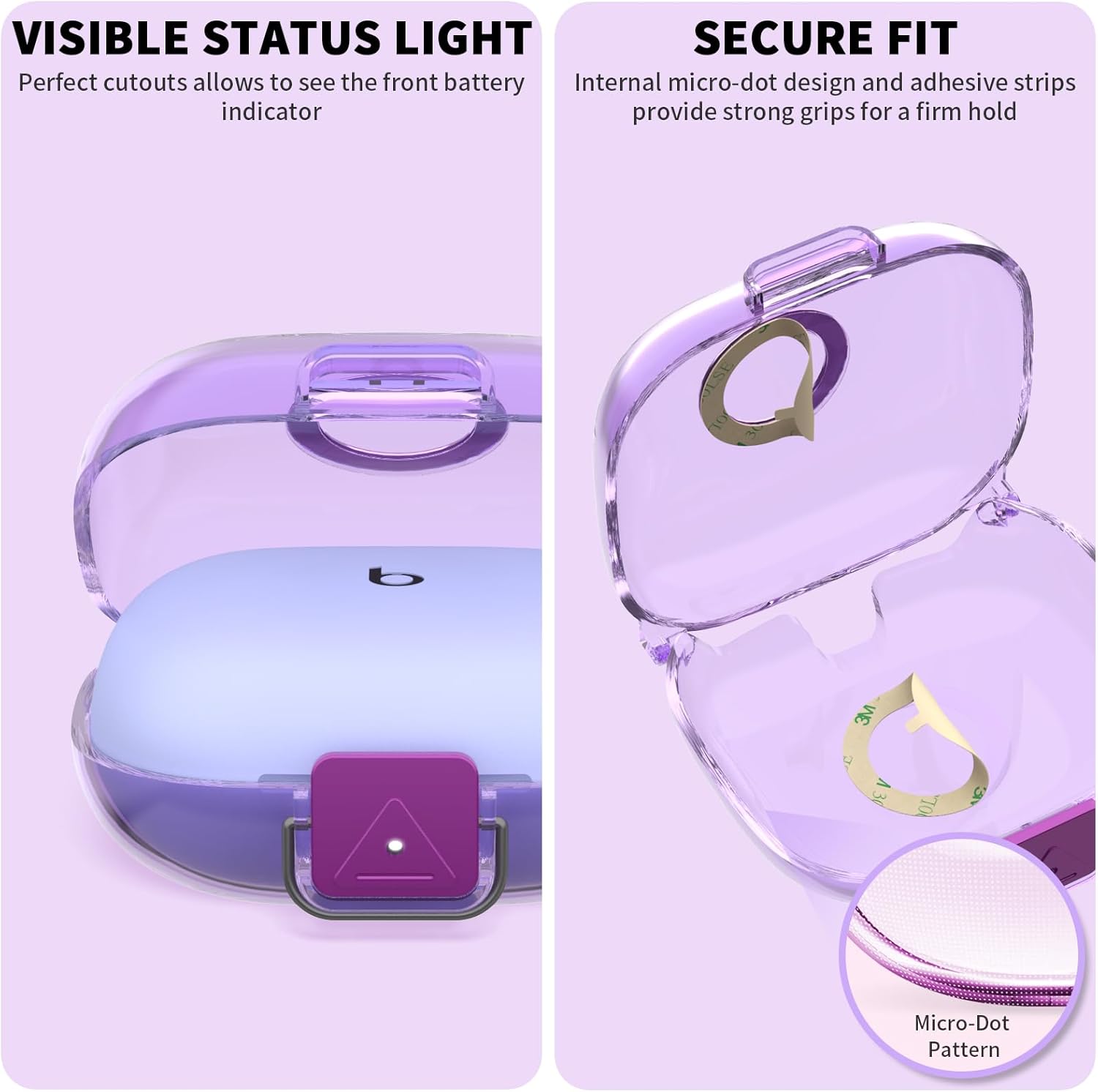 [Secure Lock] for Beats Powerbeats Pro 2 Case, NIMUW Soft Clear TPU Shockproof Protective Case Cover for Beats Powerbeats Pro 2 Accessories with Cleaning Kit & Keychain (Clear Purple) - Image 5