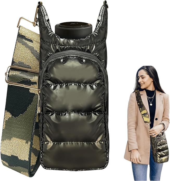 Toumov Crossbody Water Bottle Bag Puffer Crossbody Hydrobag with