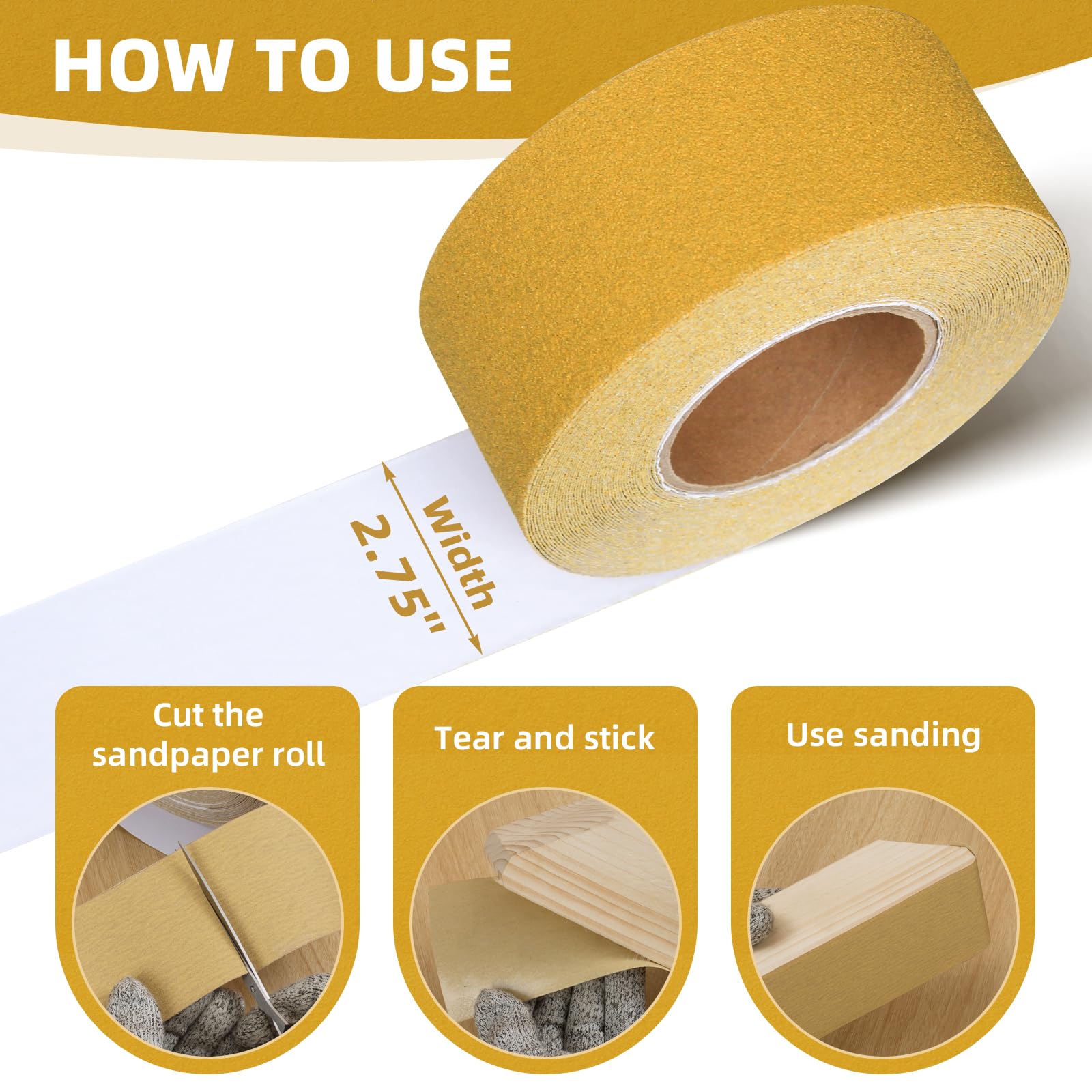 Local Stock In US - 400 Grit Sandpaper Roll 2-3/4" X20yd Sticky - Foto 11