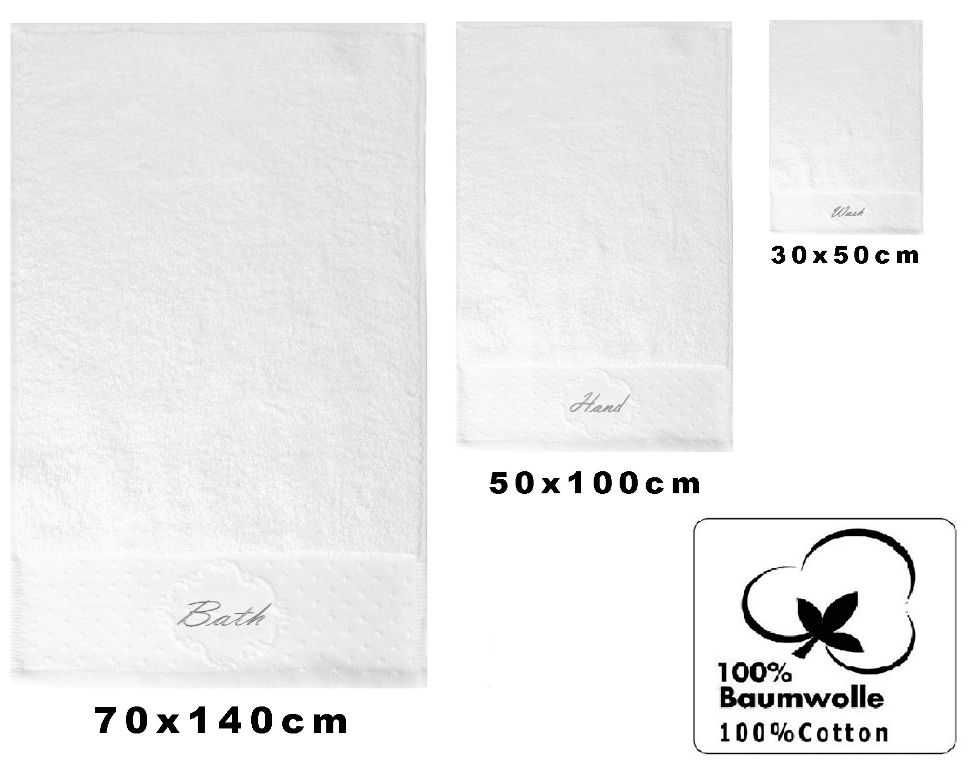 Betz Set di Asciugamani 3 Pezzi 1 Asciugamano 1 Asciugamano Ospiti 1 Asciugamano da Bagno 100% Cotone Diversi Colori e Modelli Colore Bianco Bath