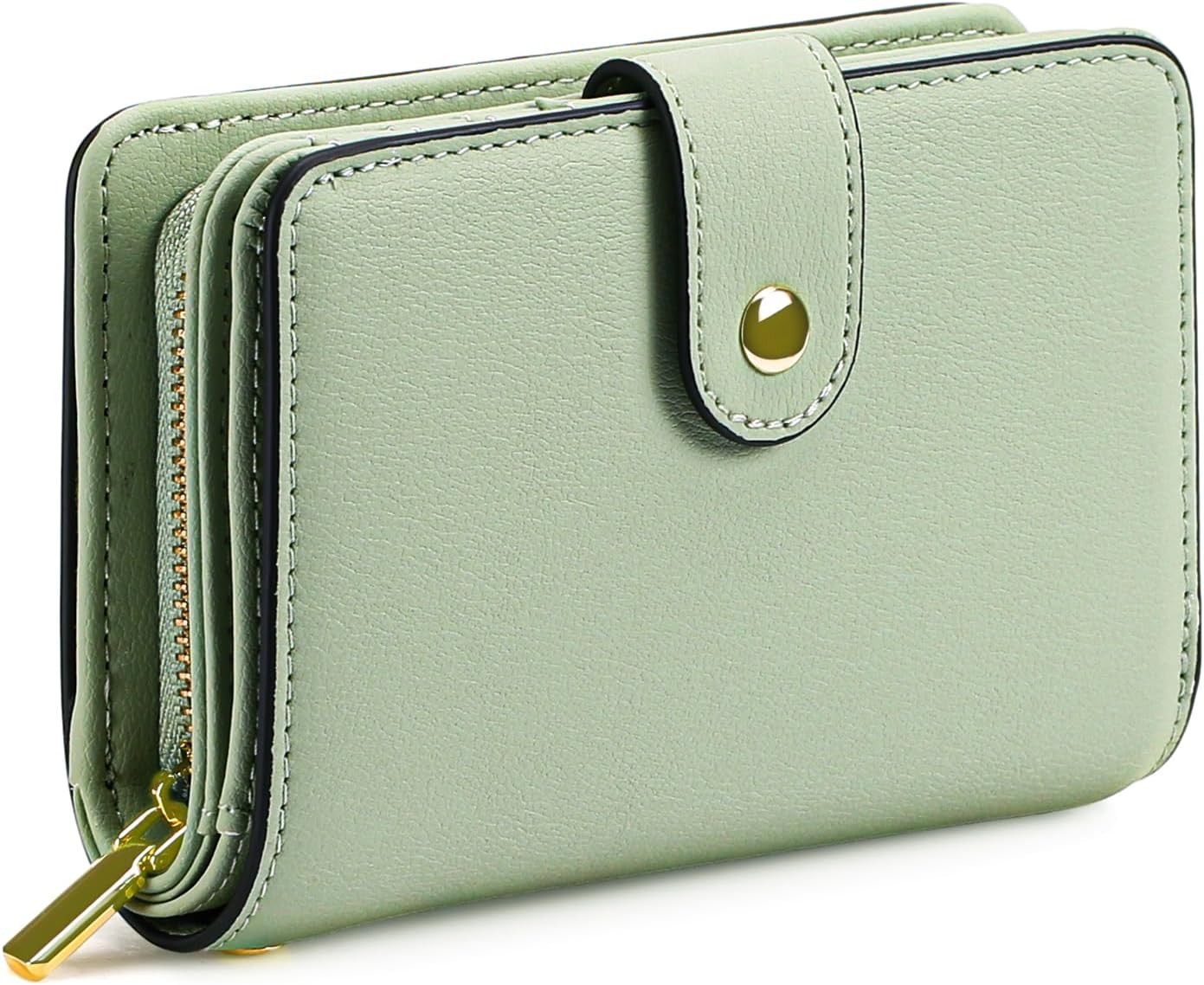 Ladies Leather Purse RFID Blocking Women's Wallet Bifold Ladies Credit Card Wallet with Zip Around Coins Section Real Leather Purse