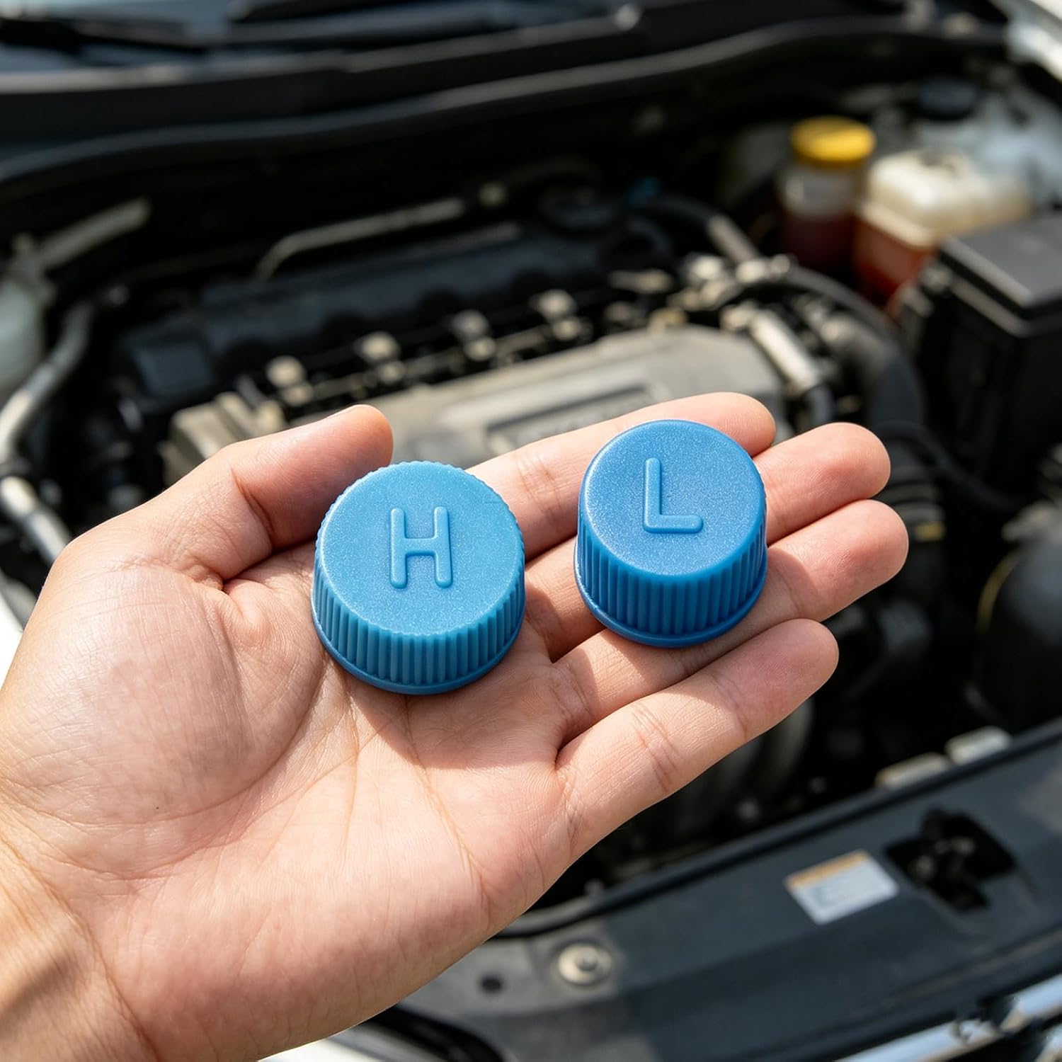 2 PCS Car A/C Valve Core Caps, Automotive Air Conditioning System Charging Port Seal Cap Replacement, Leakproof High & Low Side Pressure A/C Valve Covers for Most Vehicles