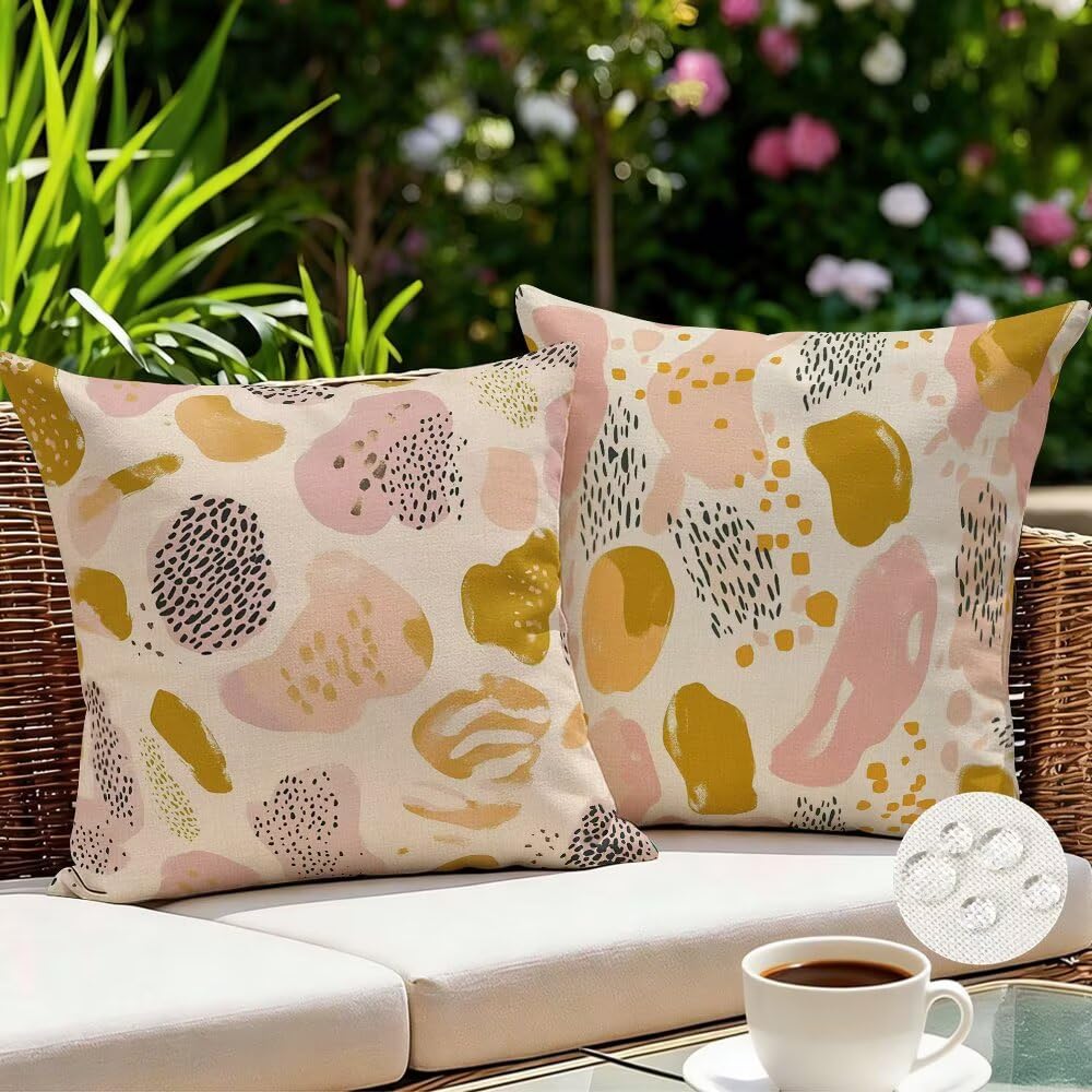 Federe Cuscini da Esterno Impermeabili 65x65 Astratto Copri Cuscini per Divano Moderno Federa Cuscino Arte Decorativi Copricuscini per Divano Giardino Patio Soggiorno Copricuscino Set di 2 (IU385)
