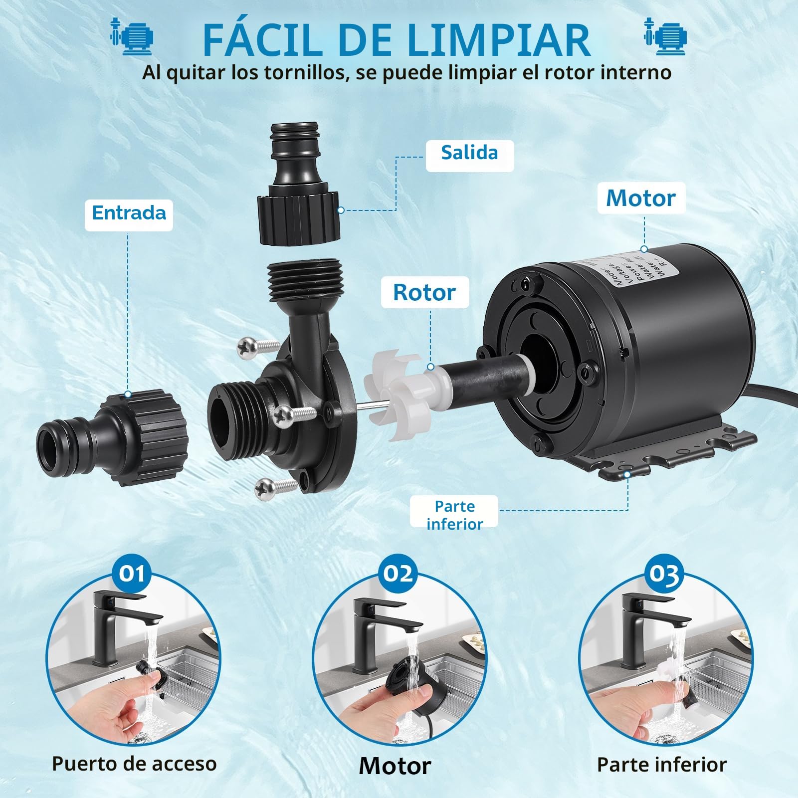 EXLECO Bomba de Agua 12V DC, Mini Bomba de Agua Sumergible sin Escobillas 800L/H 5M Bomba Acuario Pequeña con Bomba de Cerámica Núcleo para Acuario Tanque de Peces Sistema de Circulación