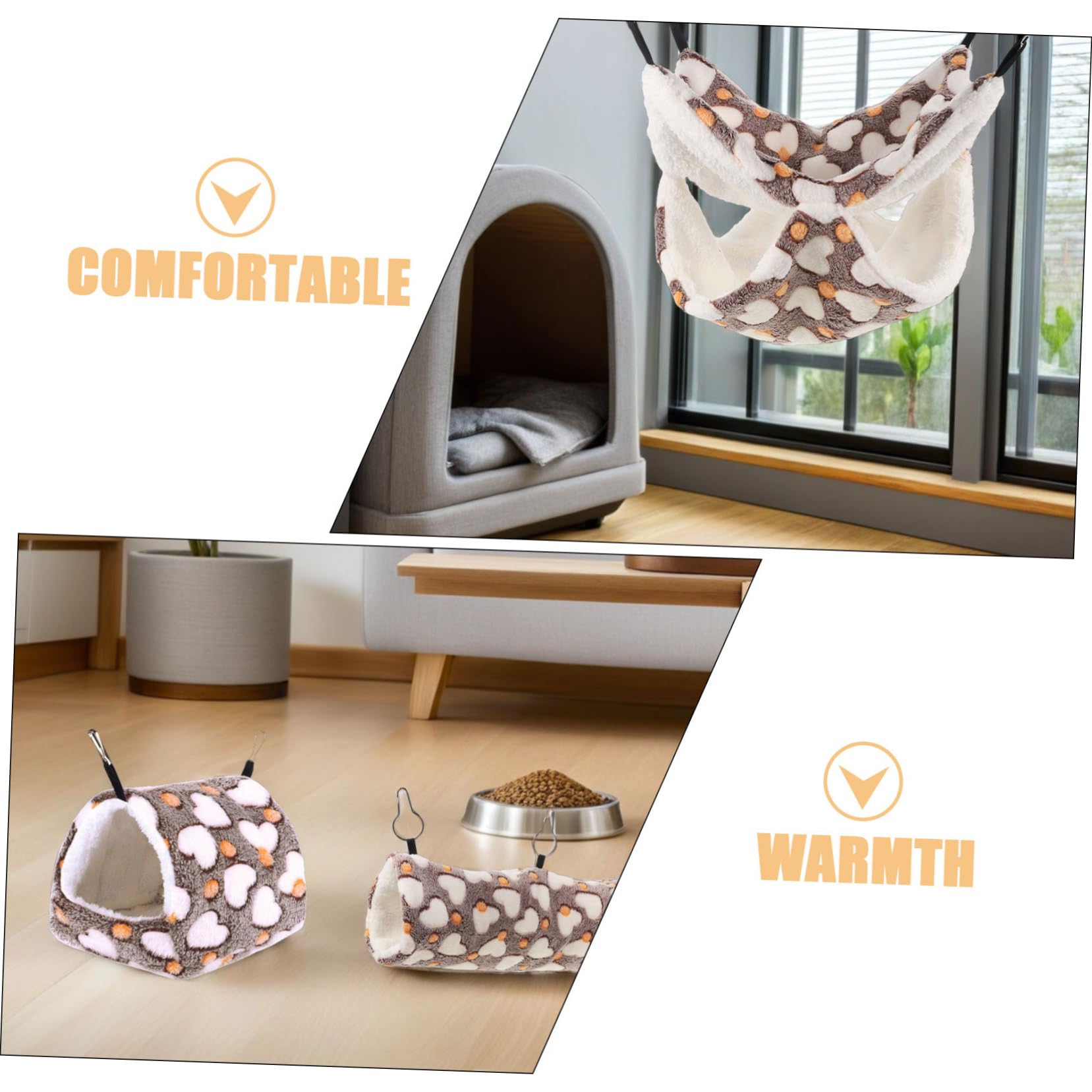 Hohopeti 3 Pezzi Nascondiglio per Piccoli Animali Soffice e Letto Amaca per Criceti Furetti e Porcellini Tana Tunnel Accogliente e Accessori per Gabbia Rifugio Confortevole per Pet