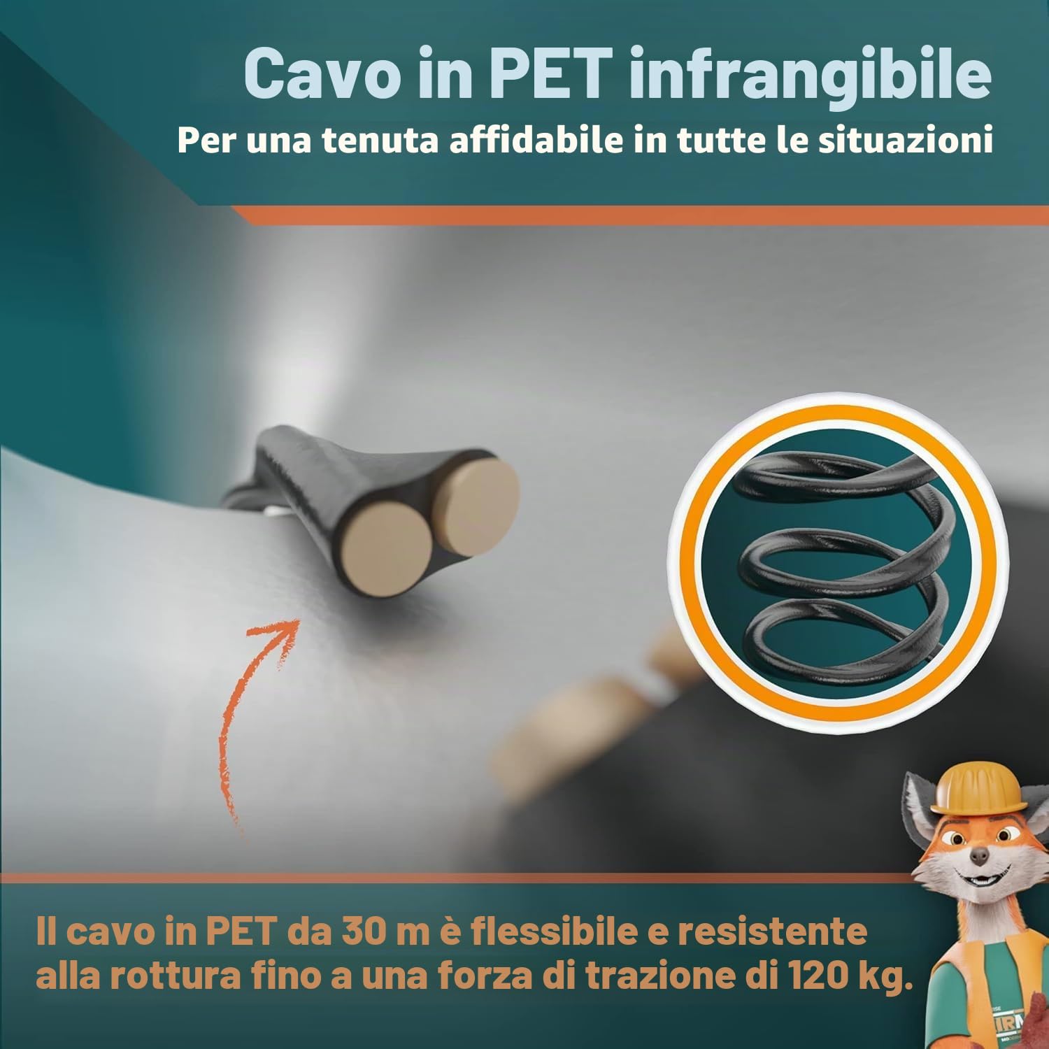 La sofisticata sonda passacavi 30M per tubi vuoti di FAIRMO - Molla elettricista in PET da 4 mm incl. 5 adattatori - Sonda elettricista infrangibile - Sonda tiracavi per un lavoro pulito